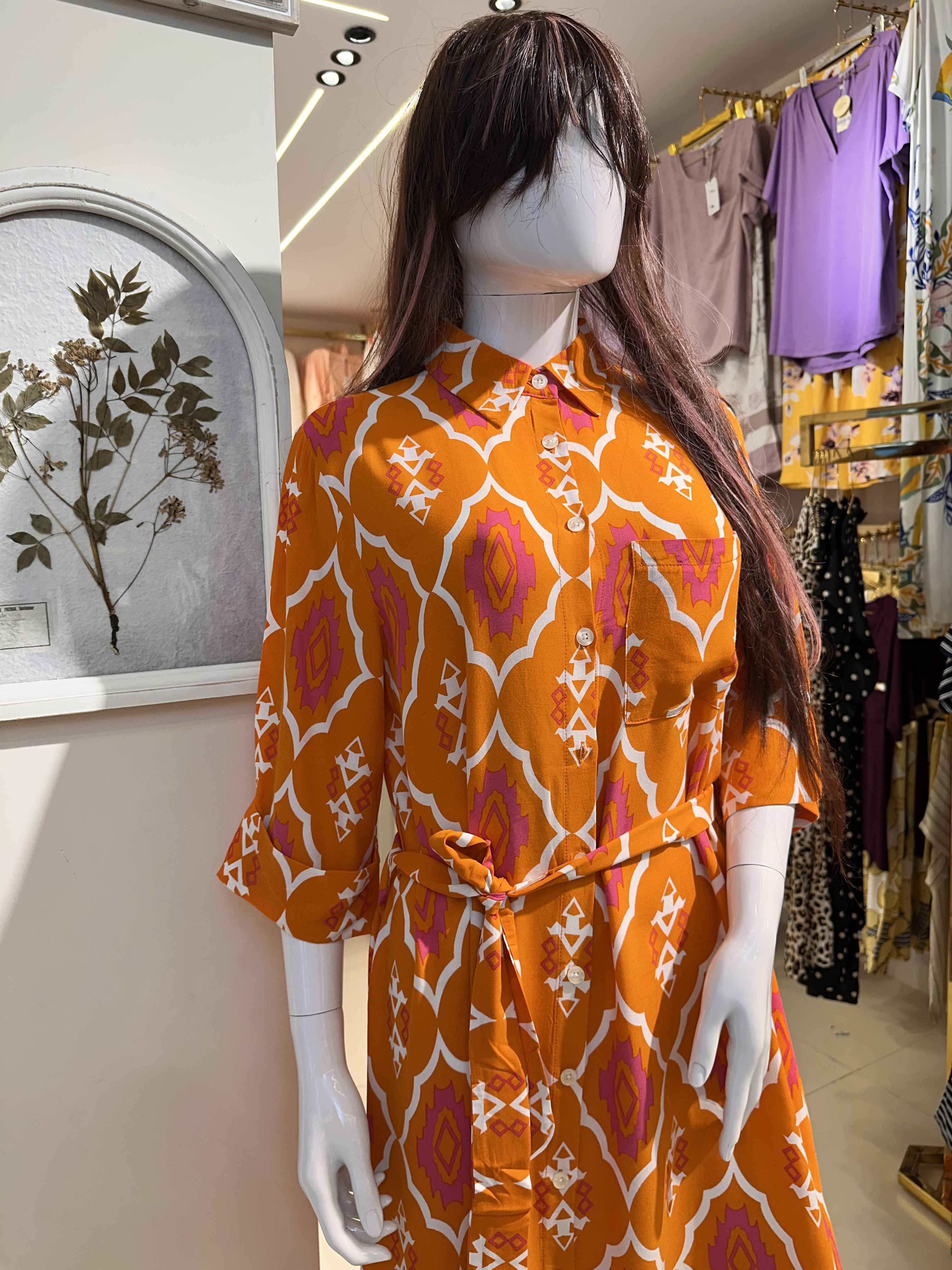 Robe orange Ibiza losange 