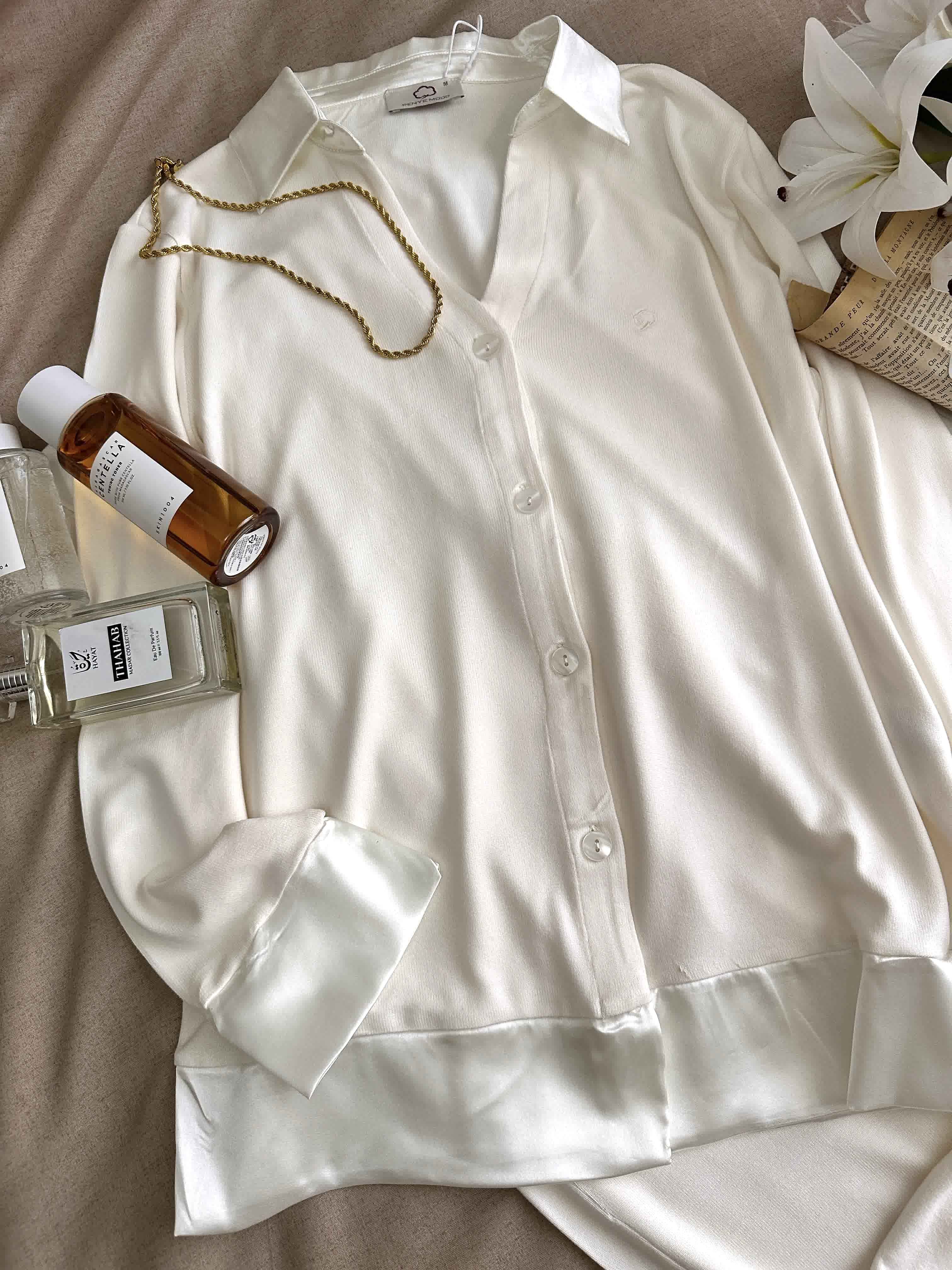 Pyjama blanche Penyemood coton / satin 