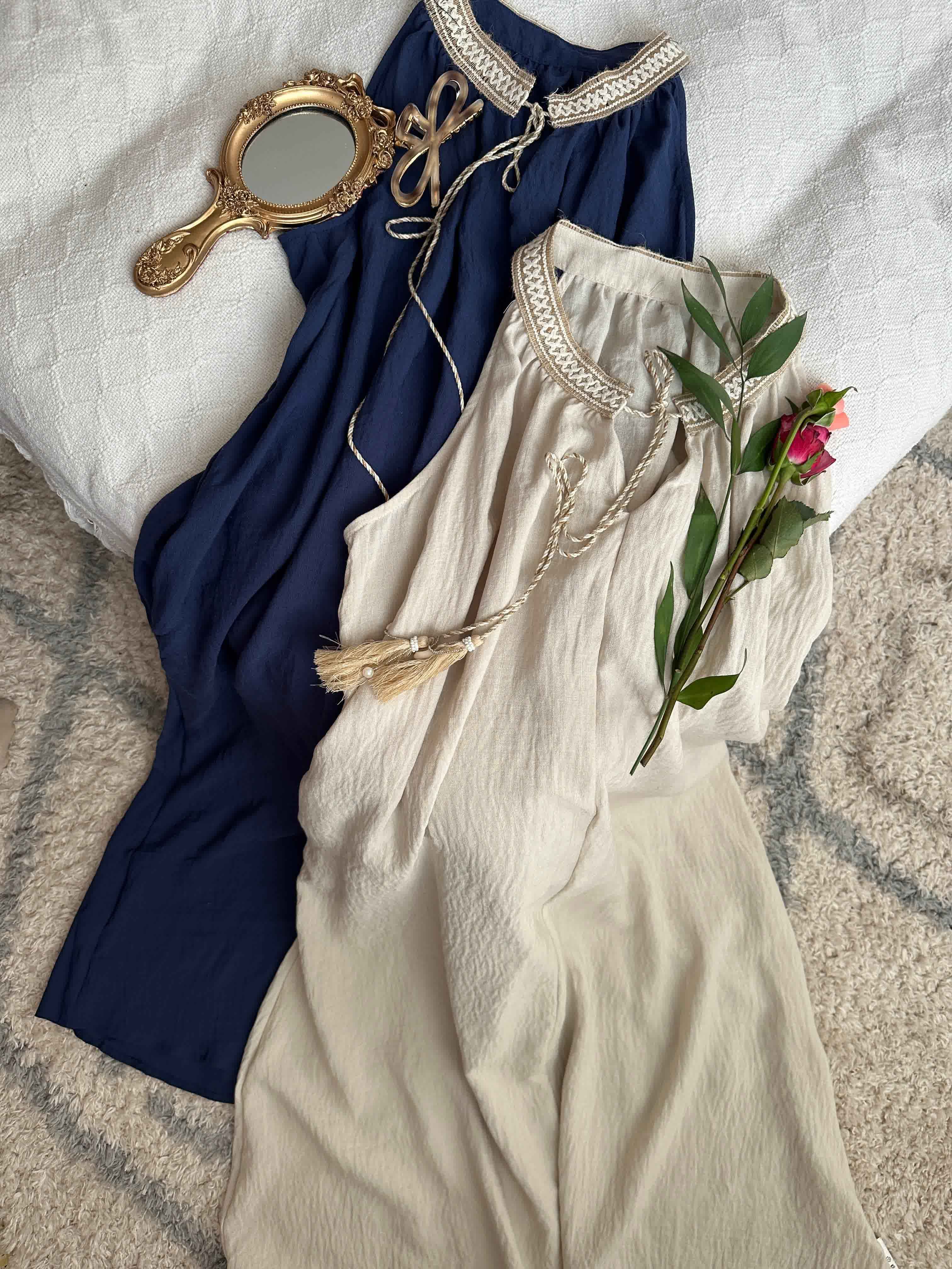 Robe lin galon khicha