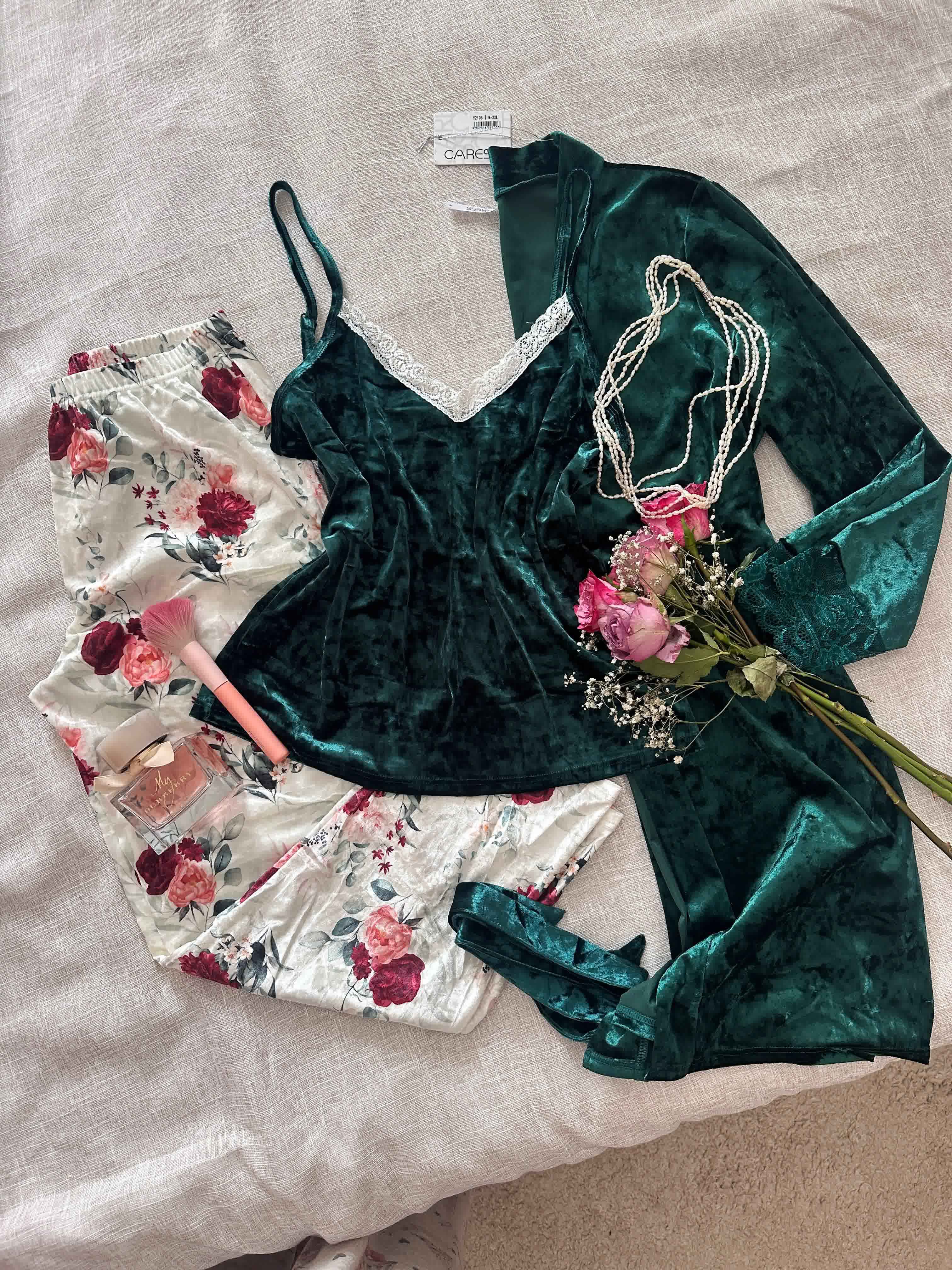 3pcs caresse velour fleuri 