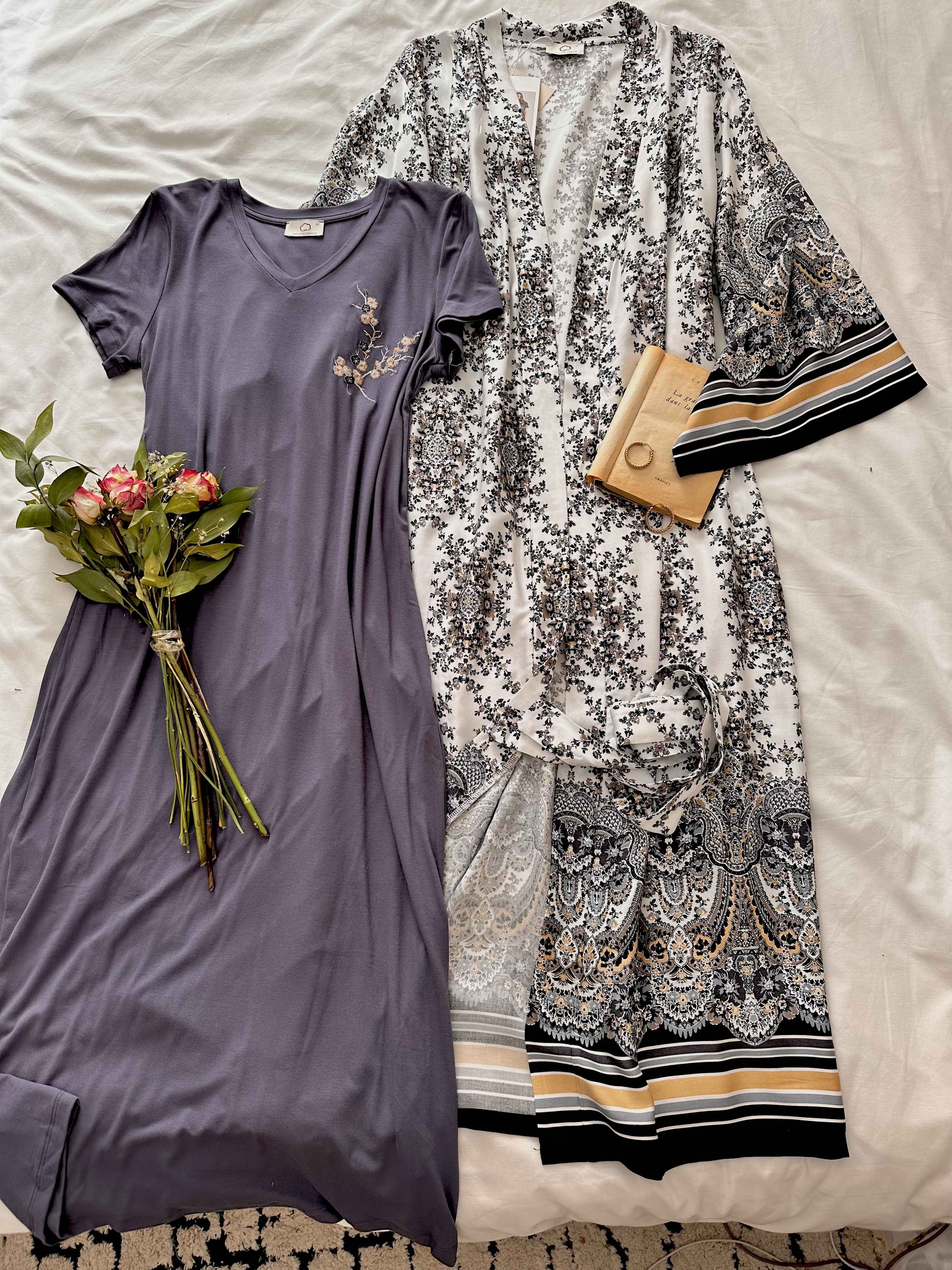 Deshabillé penyemood blanc fleuri