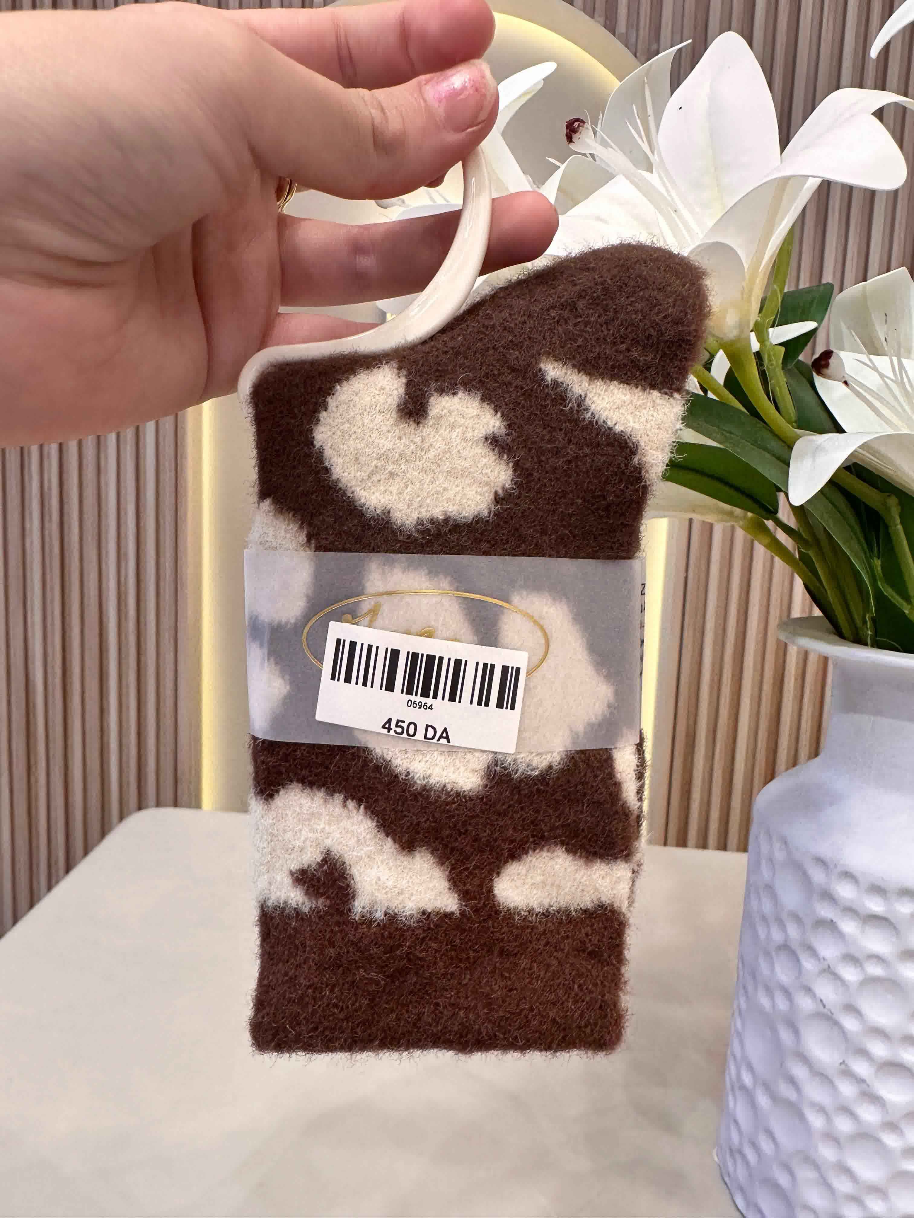 chaaussette fluffy leopard 