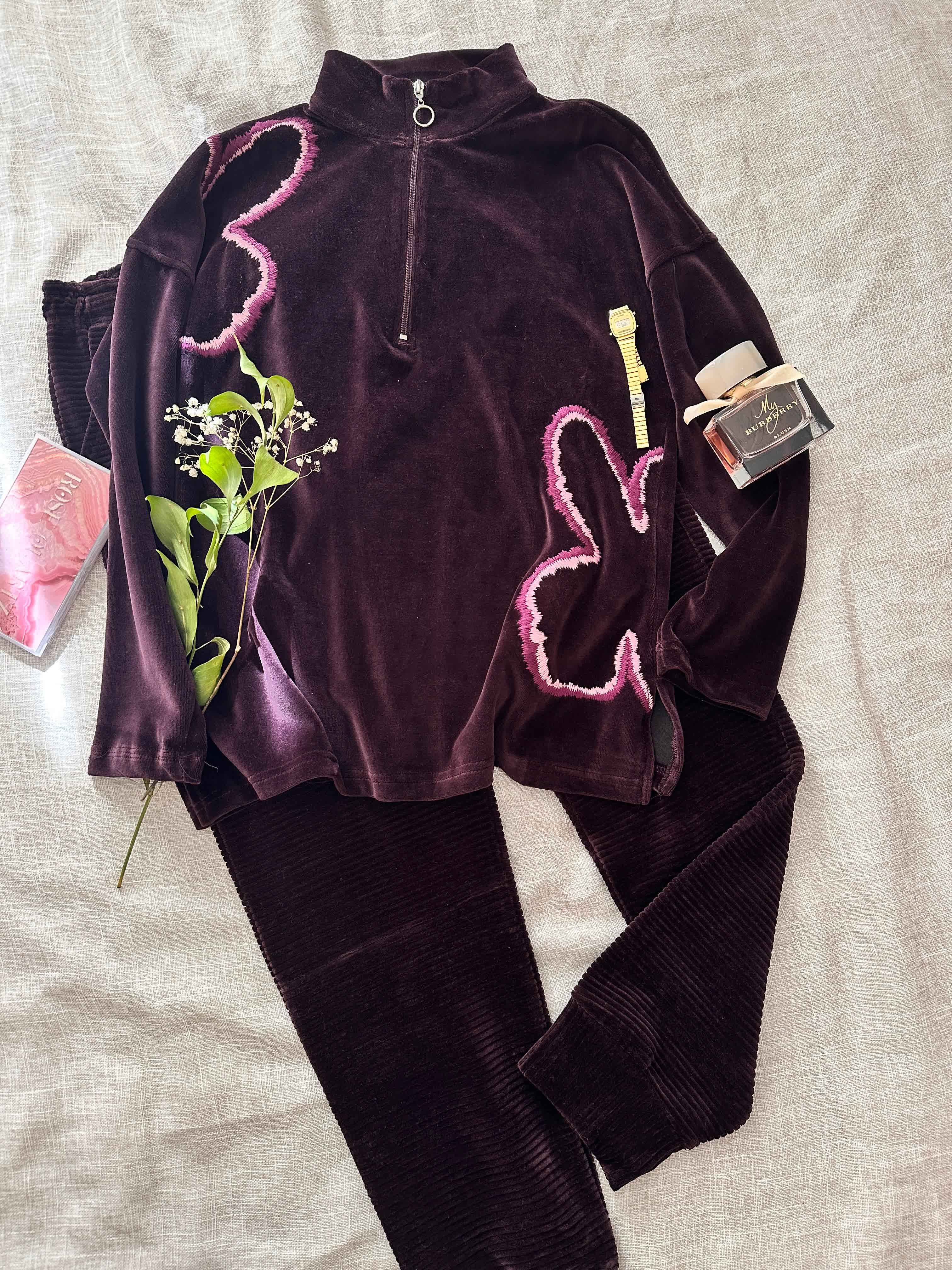 Homewear cosku aubergine velvet