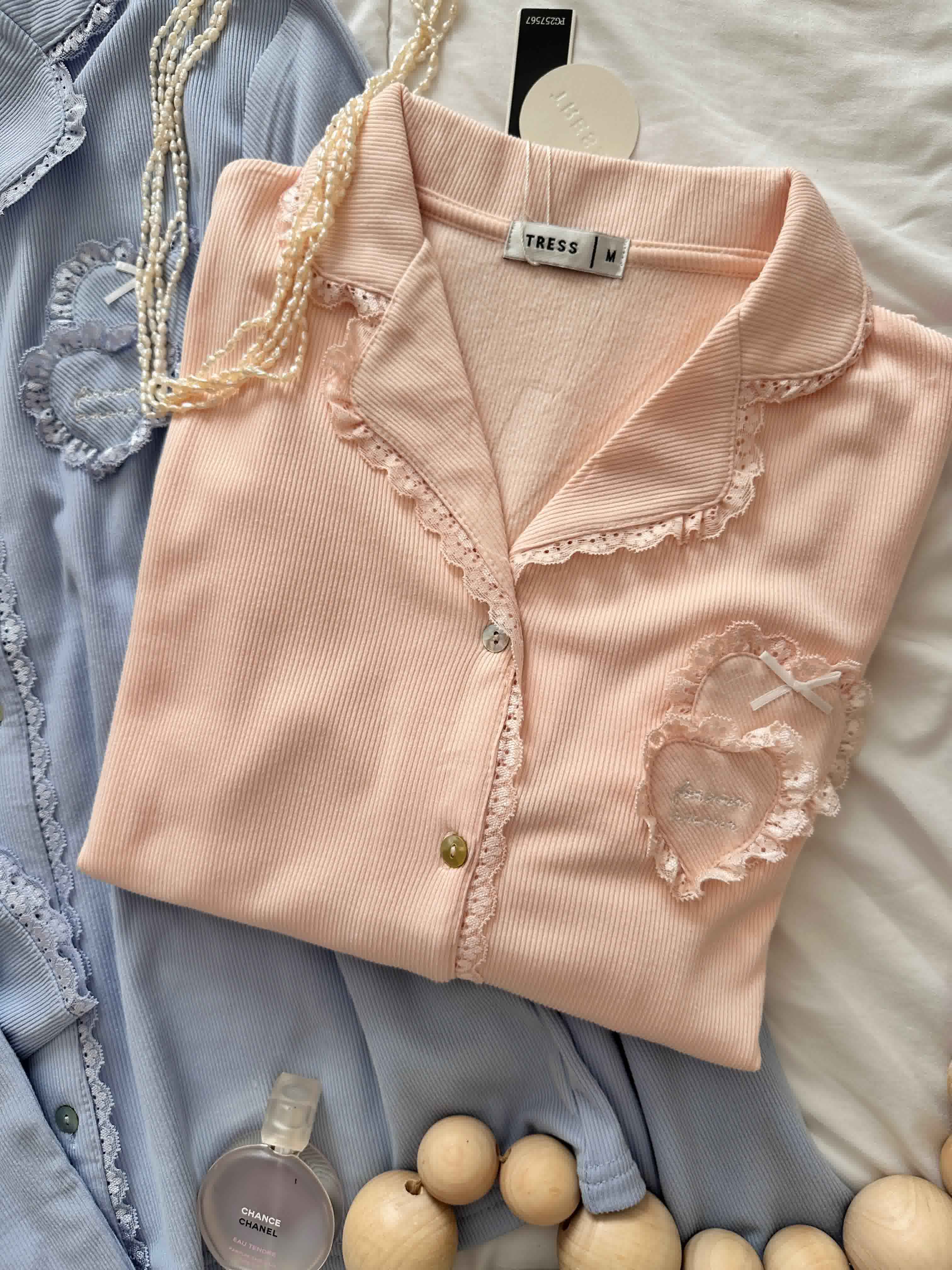 Pyjama Tress uni dentelle coeur 