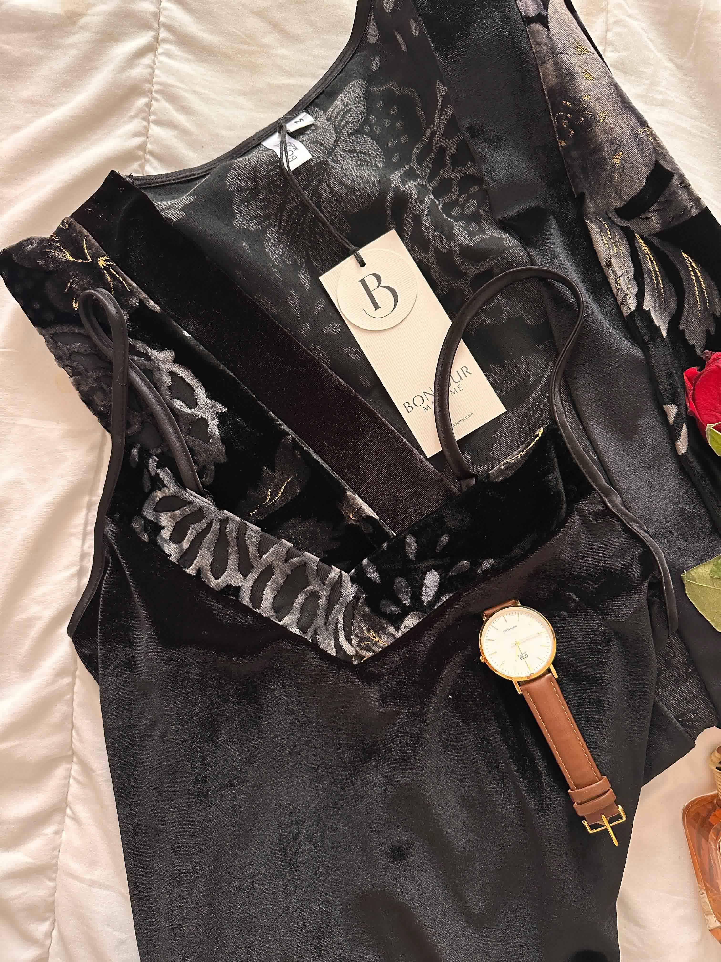 Deshabillé Bonjour velour noir 