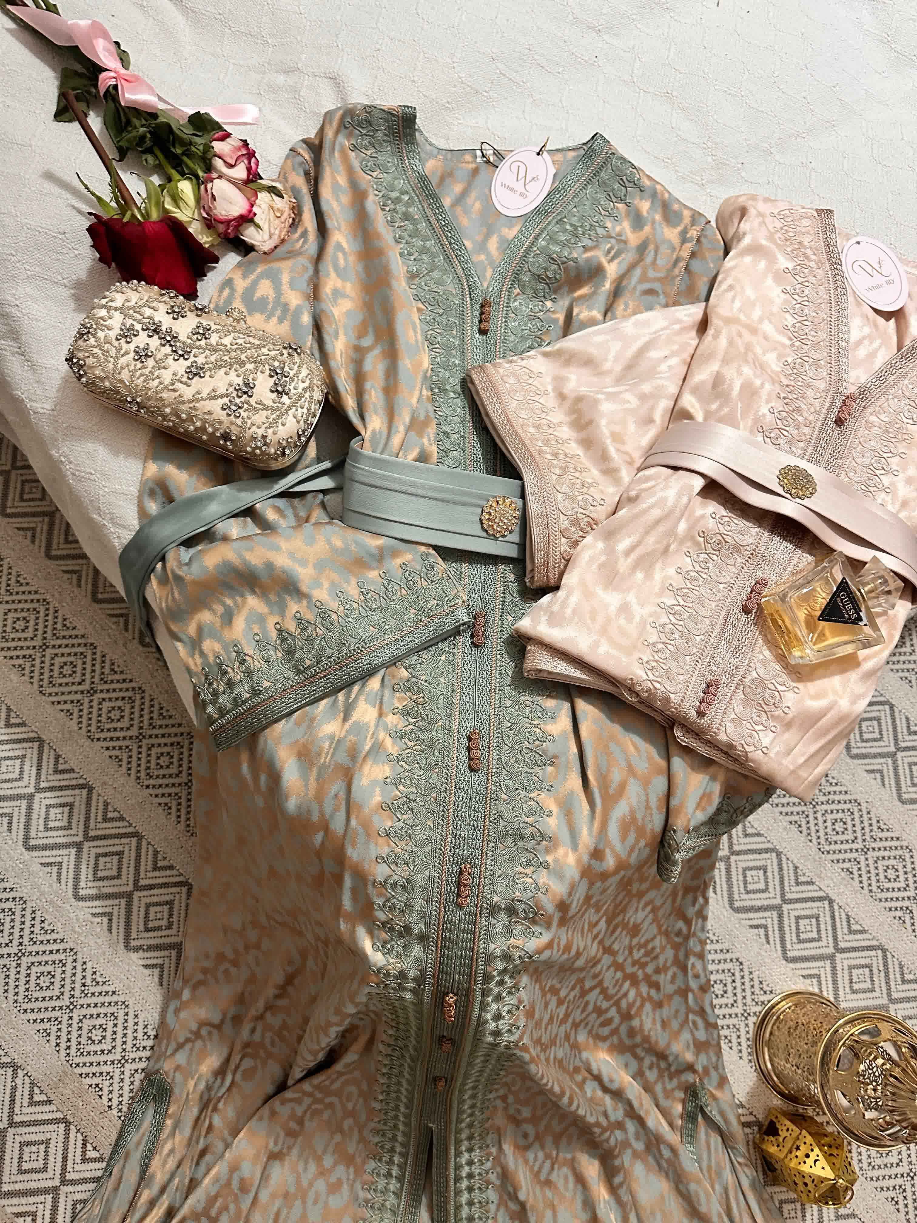 Caftan Kemkha uni gros-fil rond 