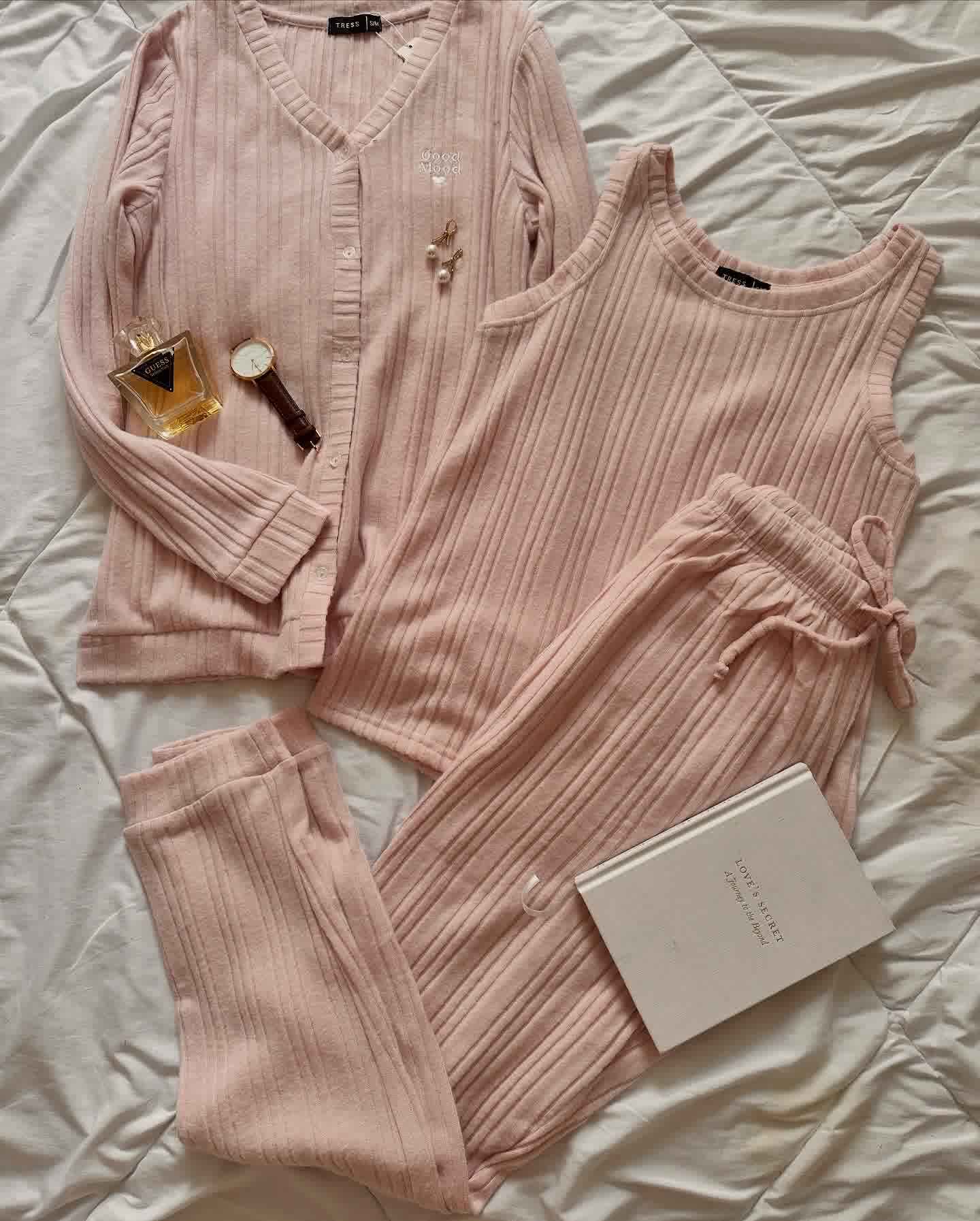 3Pcs tress rose/gris