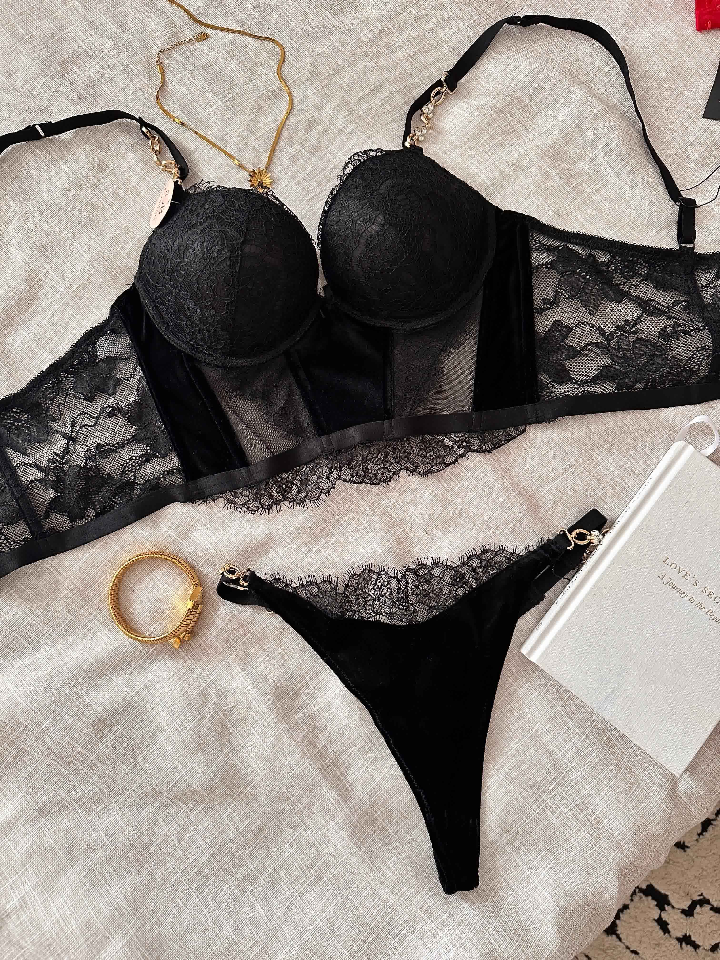 Lingerie 2pcs corset H velour 