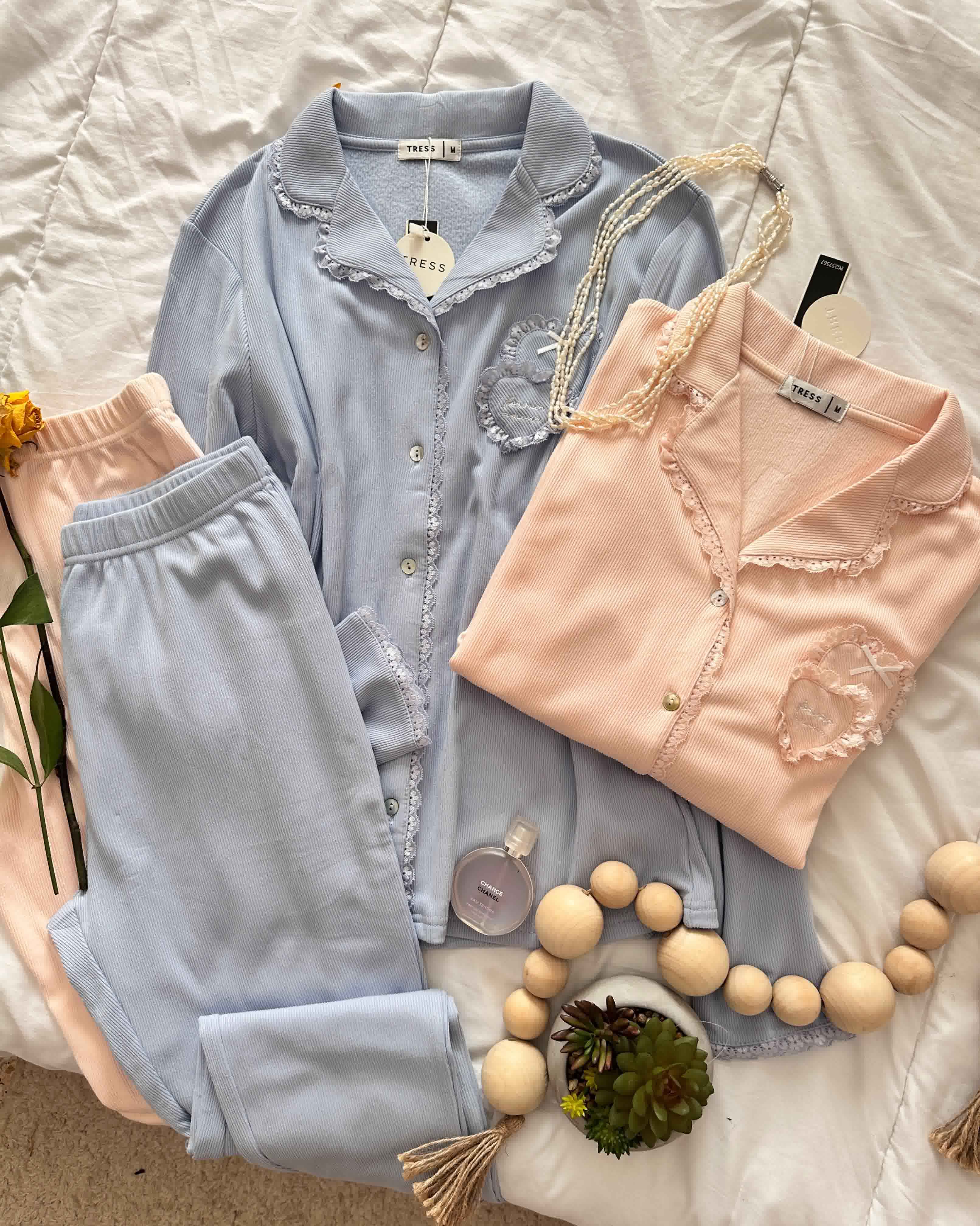 Pyjama Tress uni dentelle coeur