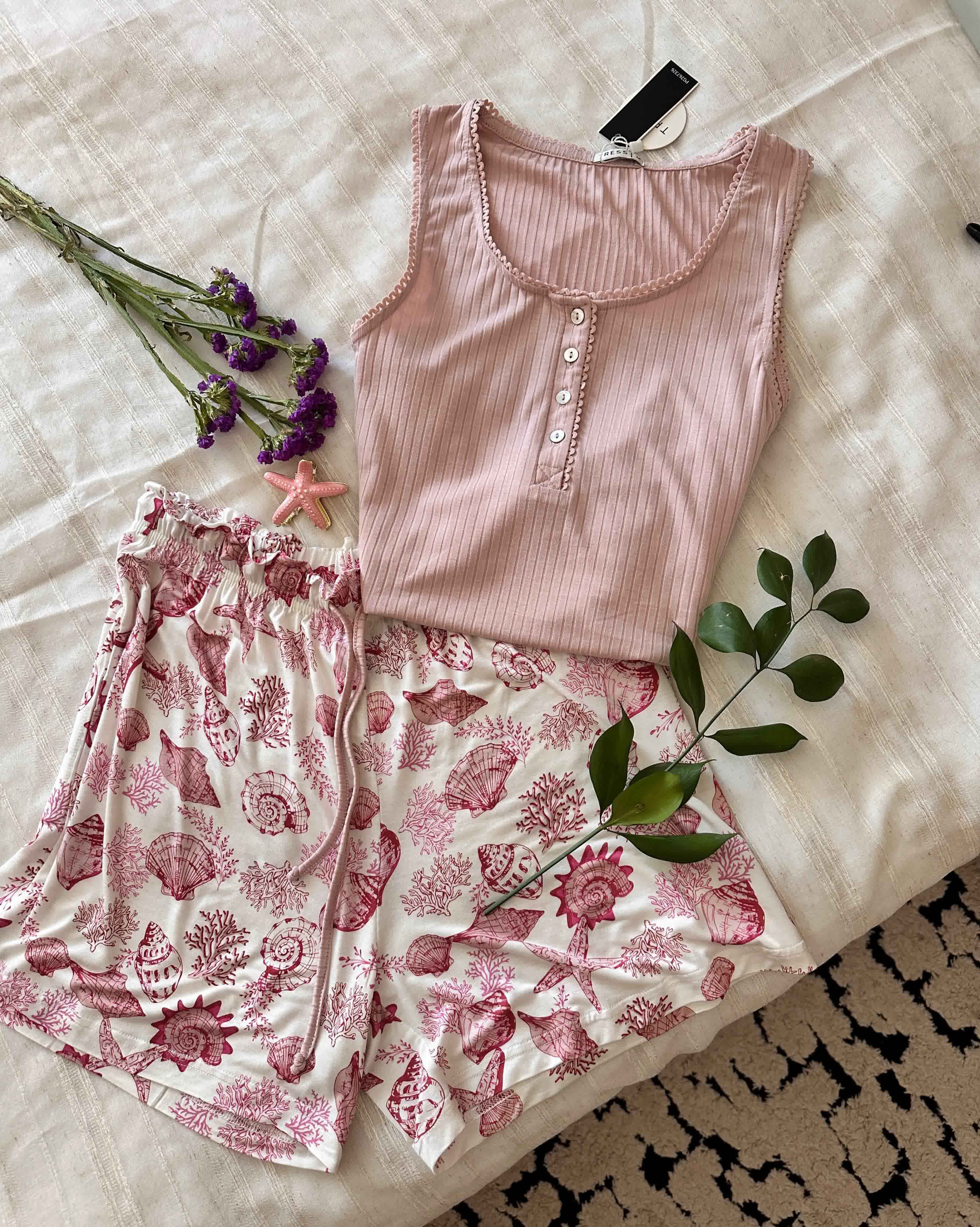 Pyjama short Tress coquillage 