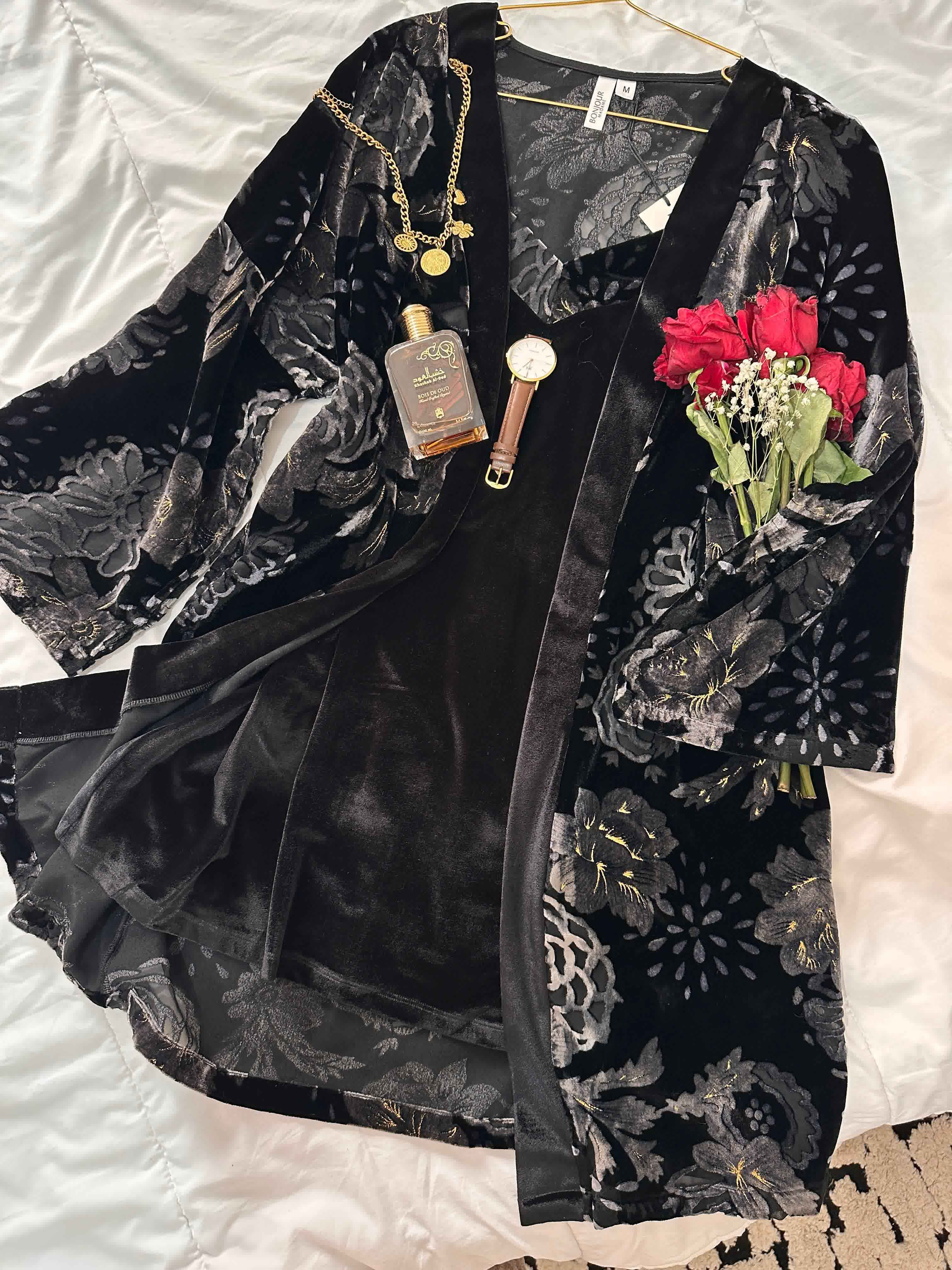 Deshabillé Bonjour velour noir 