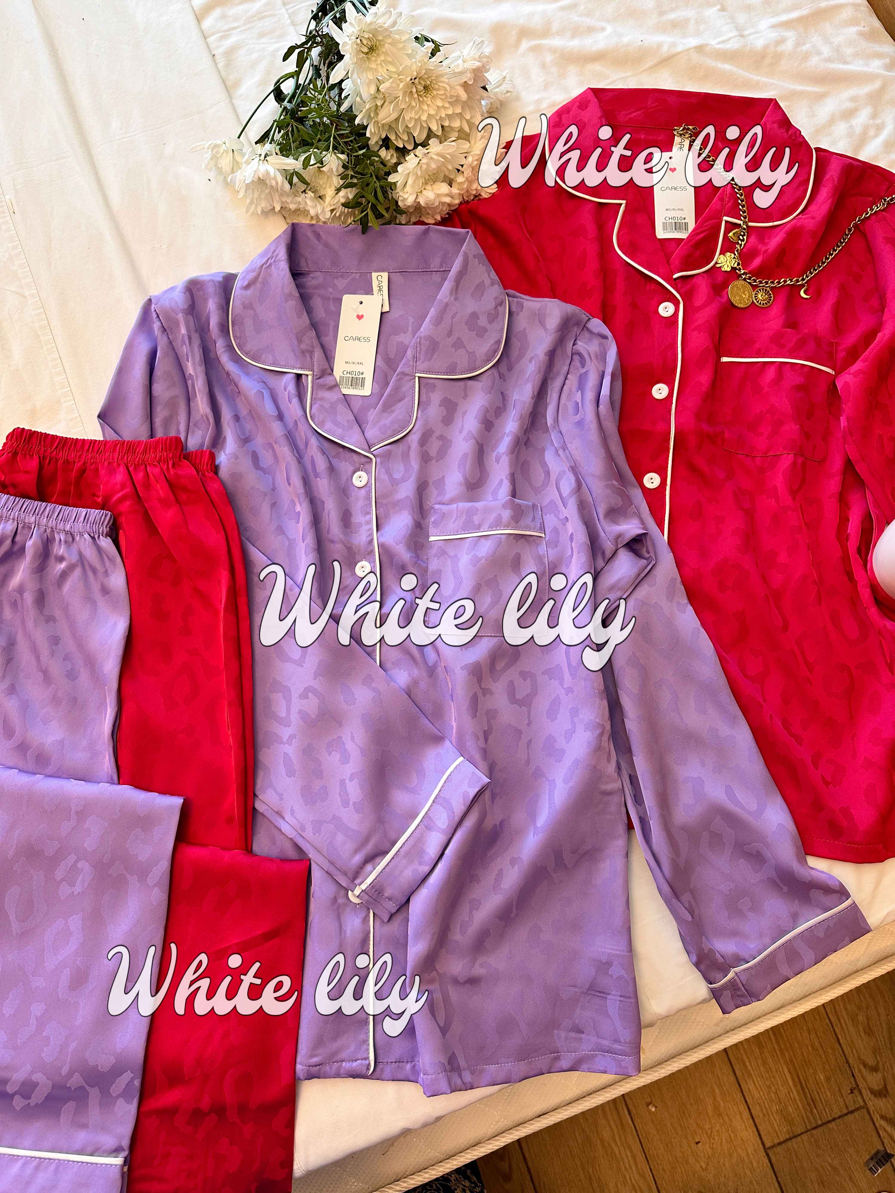 pyjama caress uni satin leopard