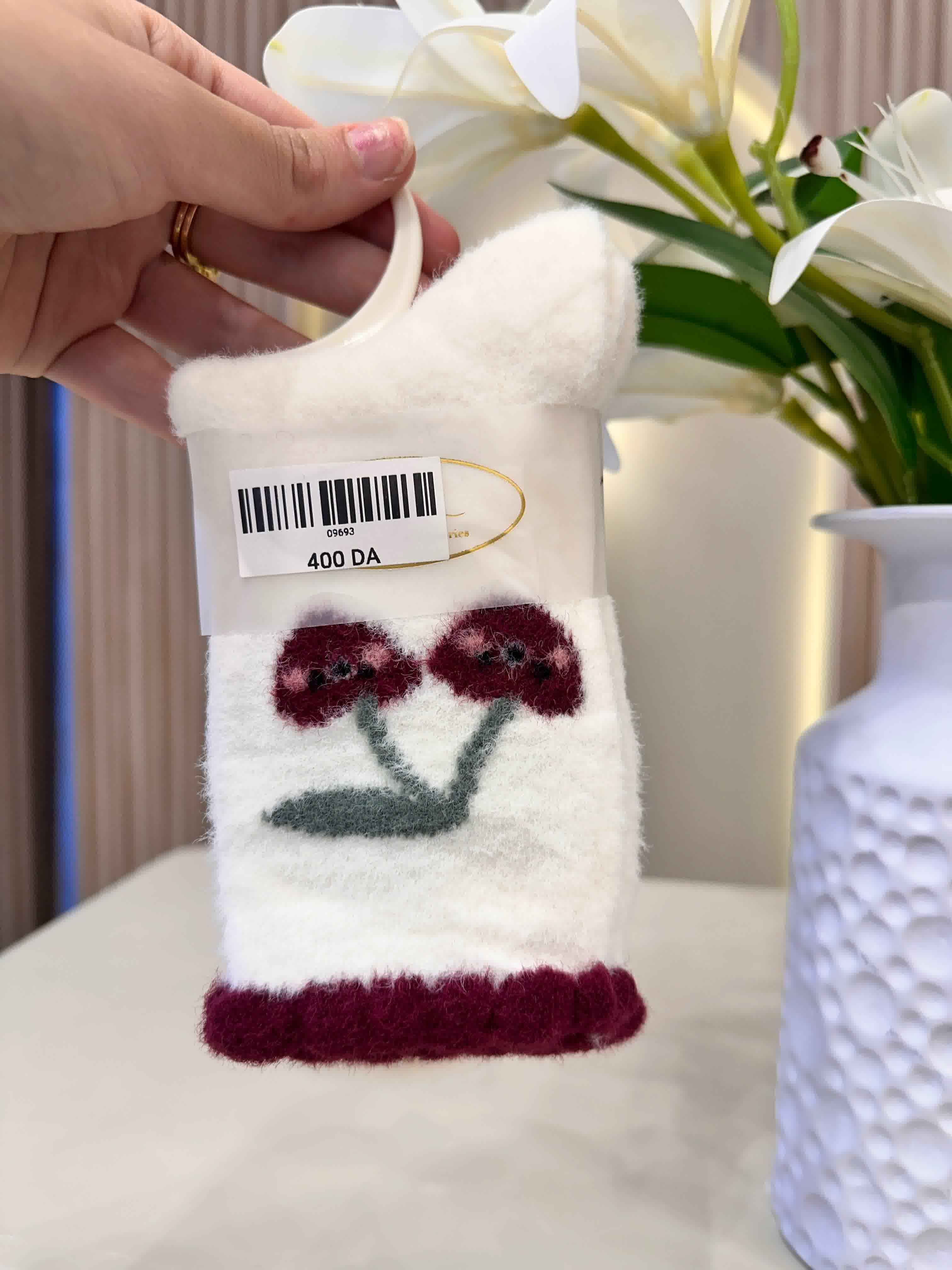 Chaussettes fluffy burgundy 