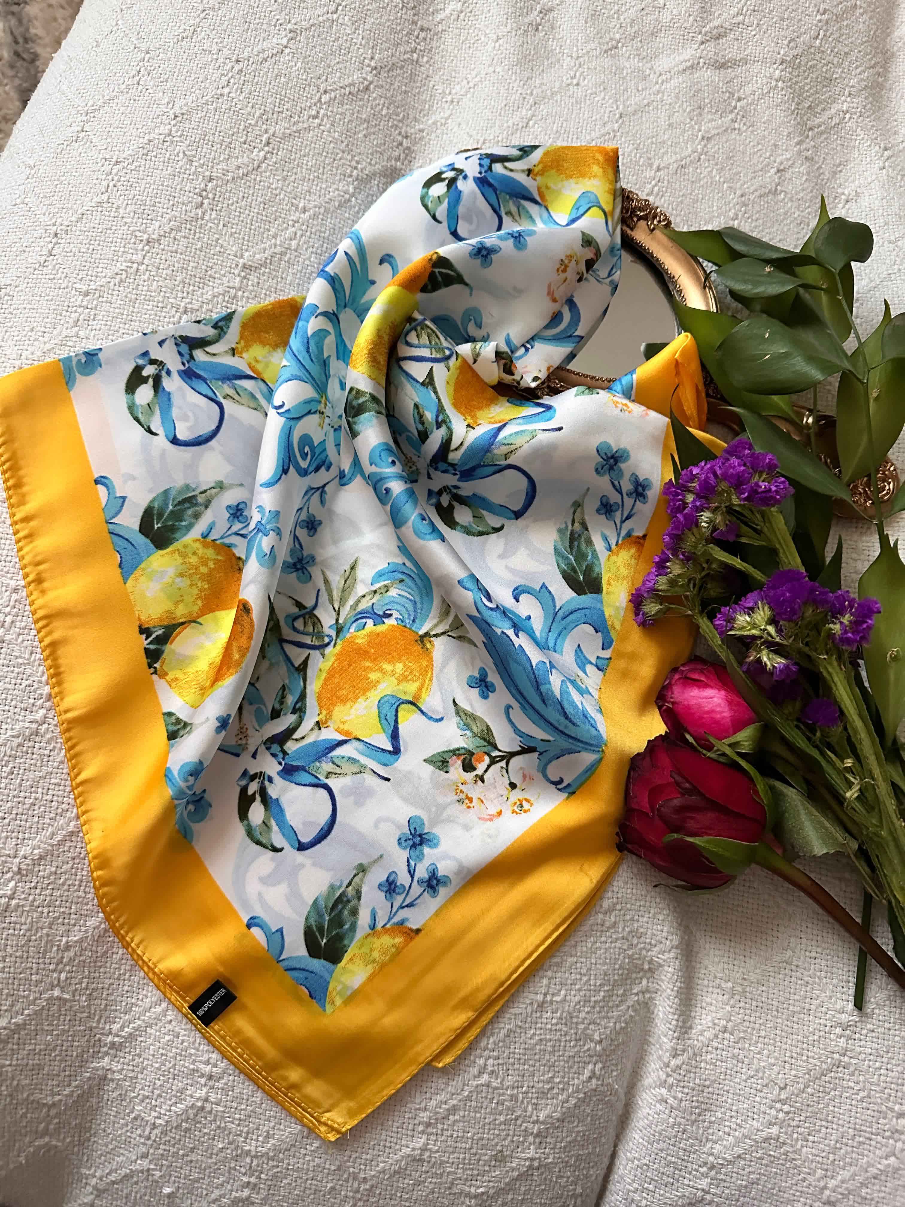 FOULARD SATIN CITRON 