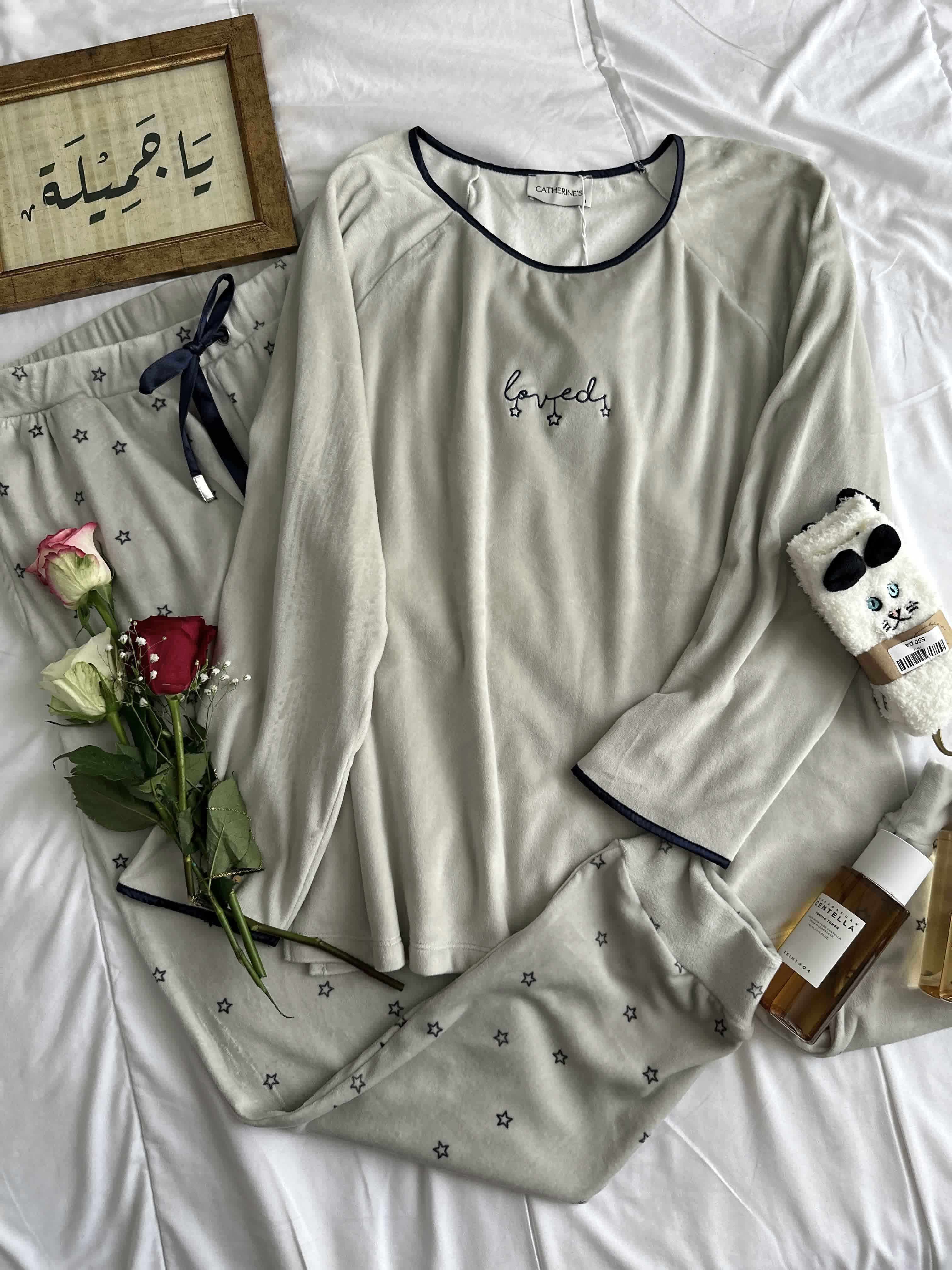 Pyjama Catherines gris velour 