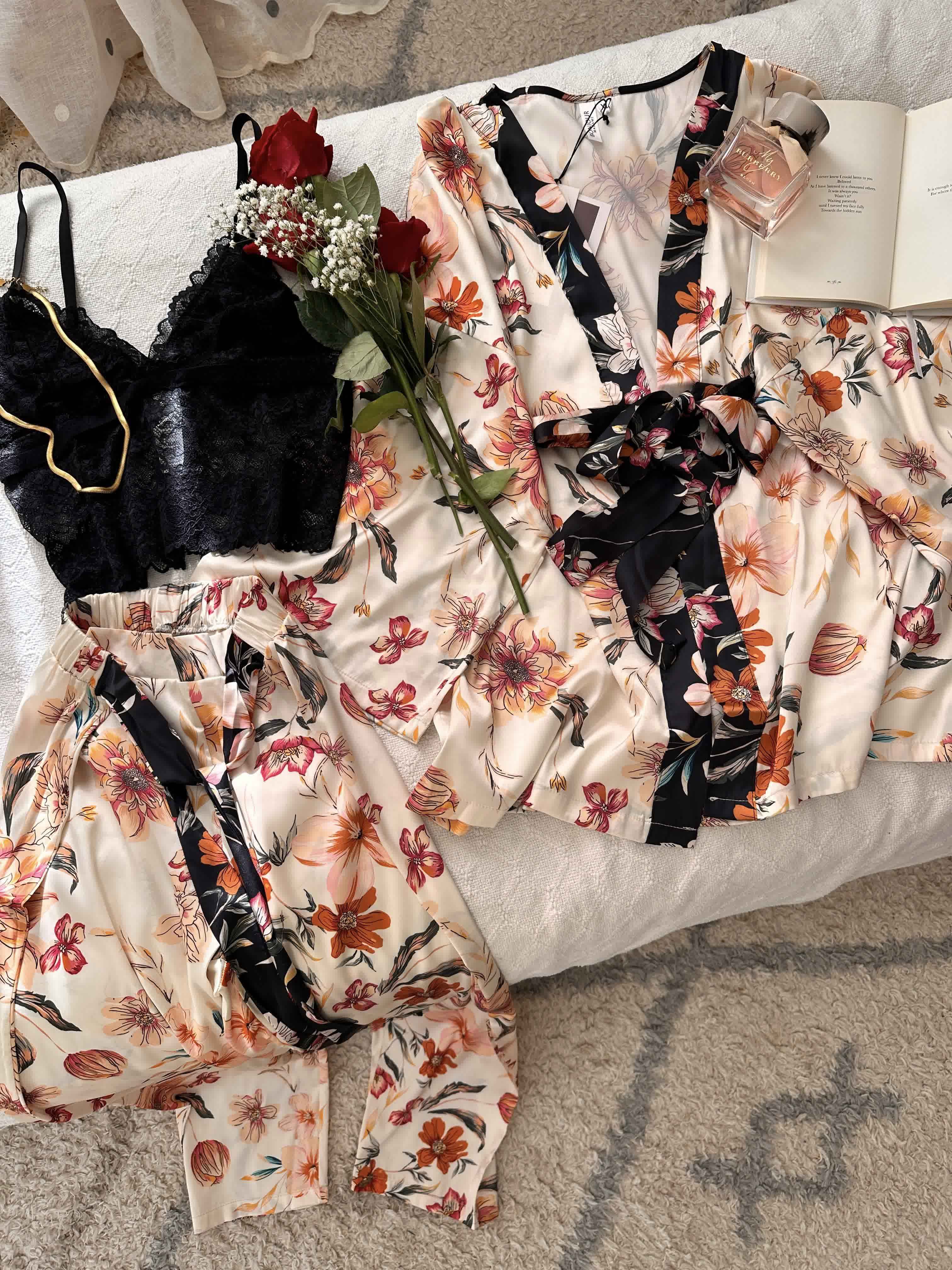 Ensemble Bonjour 3pcs blanc fleuri 