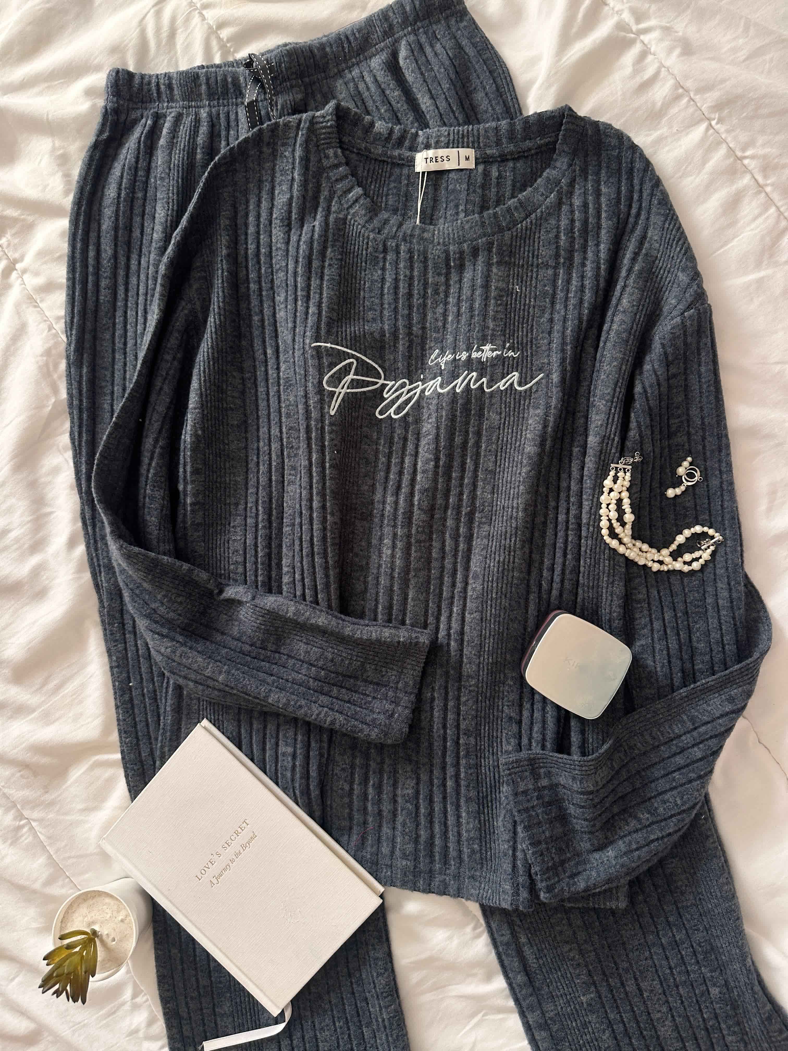 Pyjama tress needle rib gris/greunat 