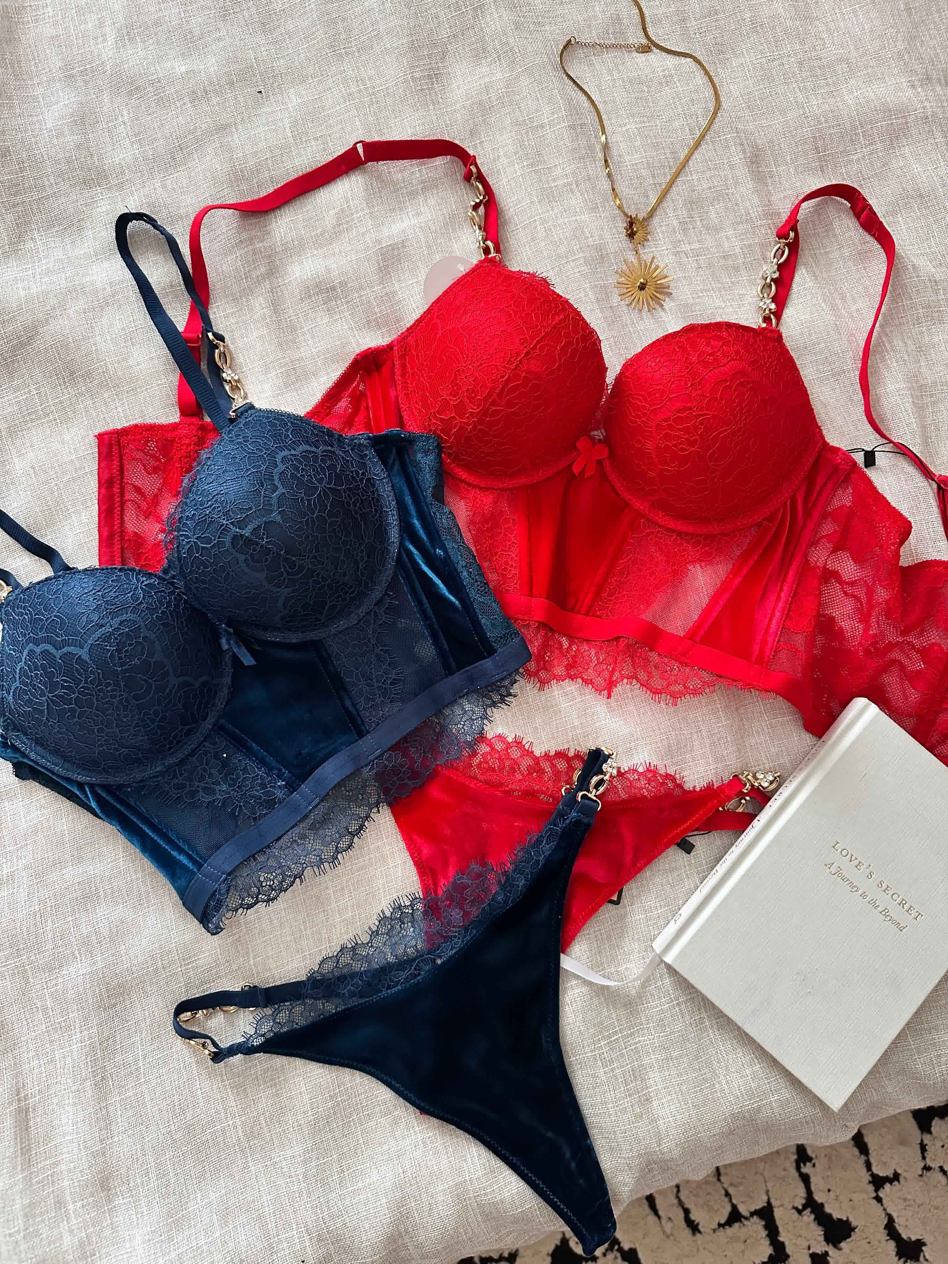 Lingerie 2pcs corset H velour 