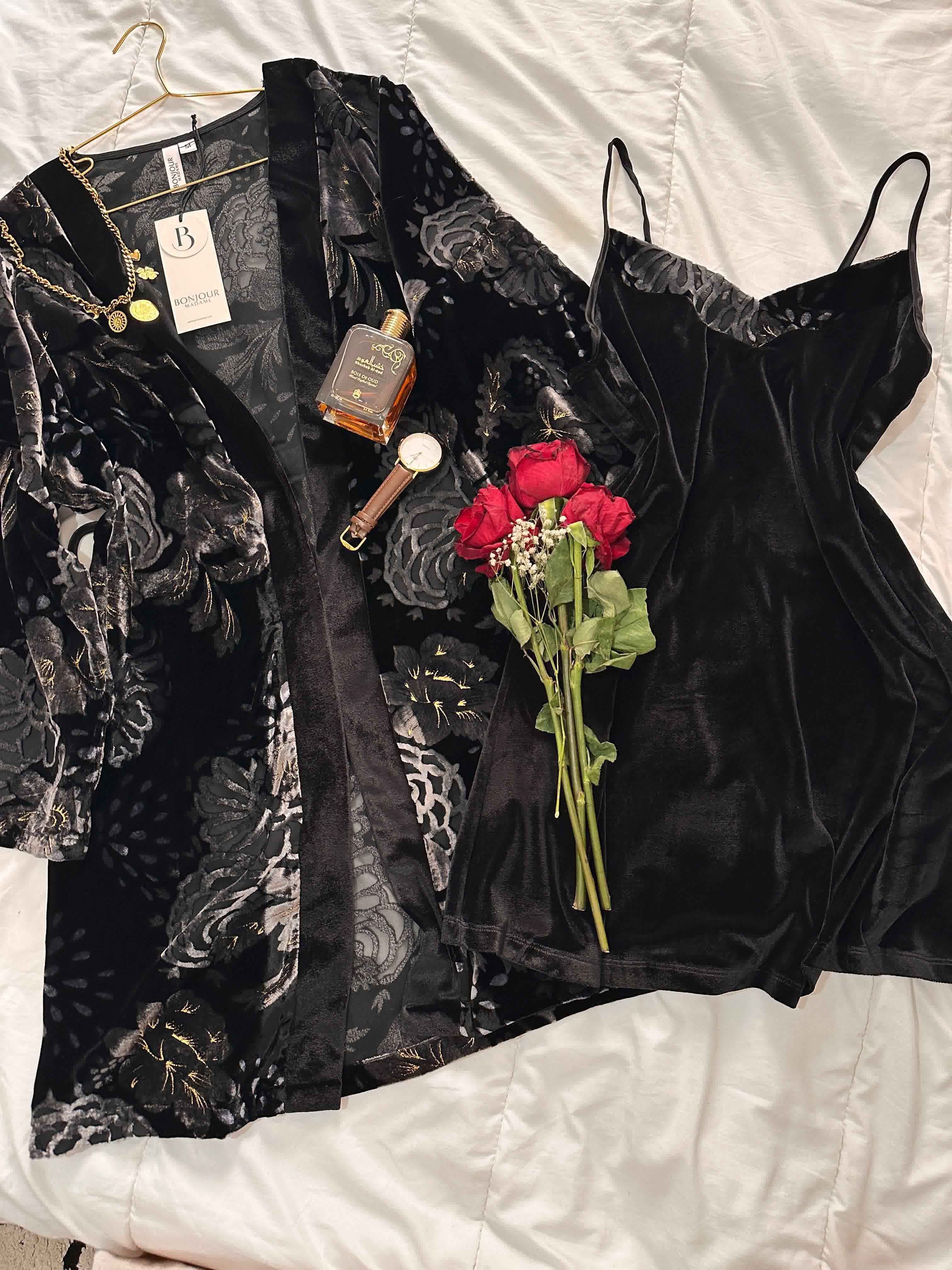 Deshabillé Bonjour velour noir