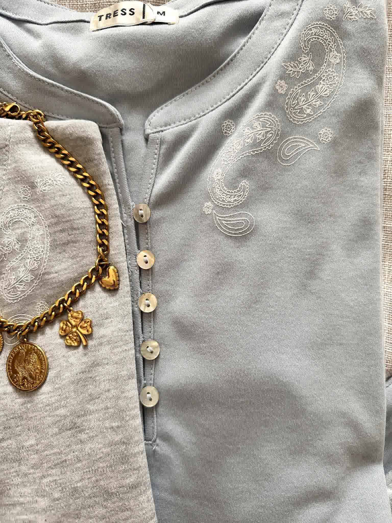 Pyjama coton gris/bleu 