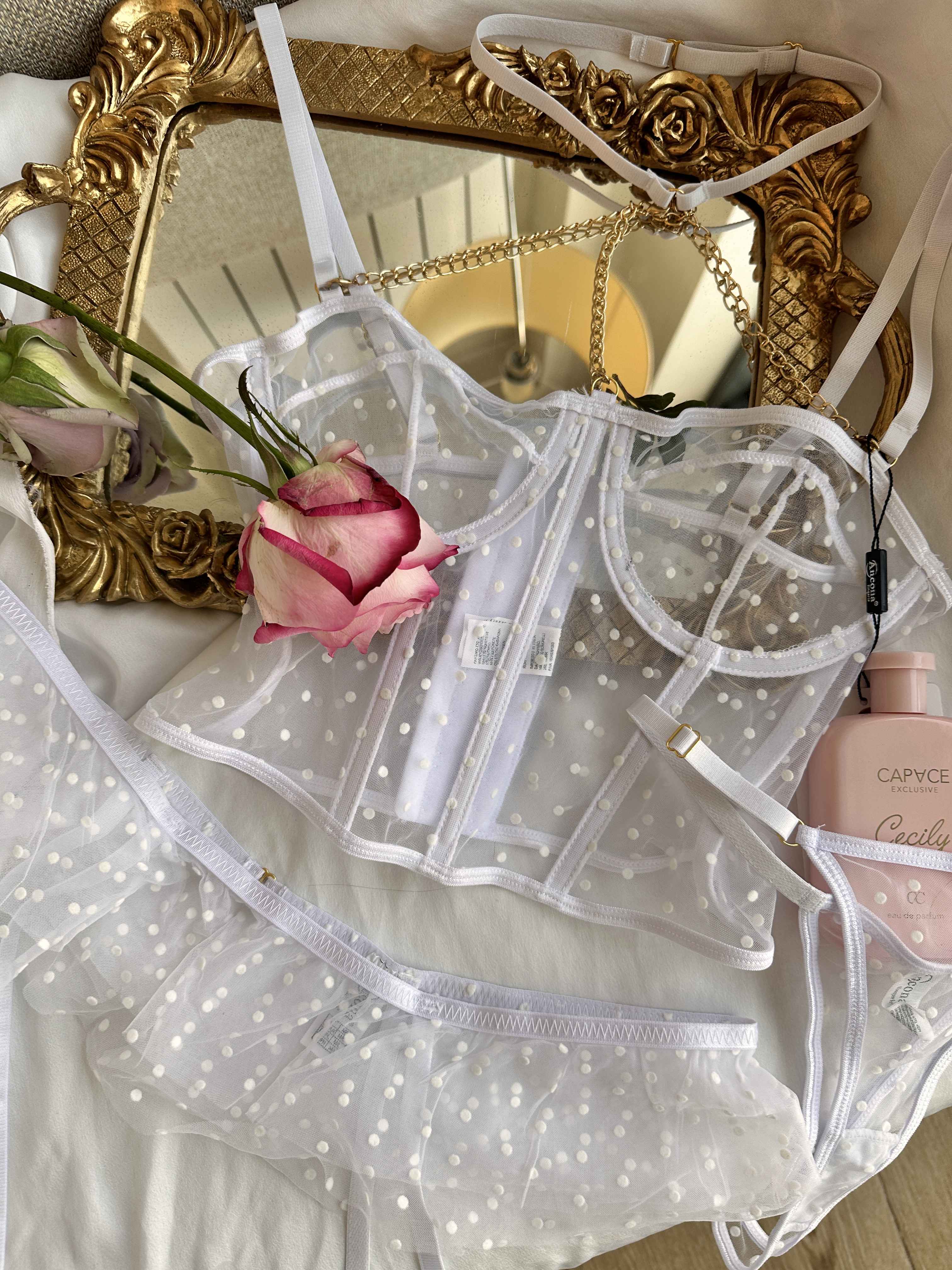 3pcs porte jartelle ancona corset