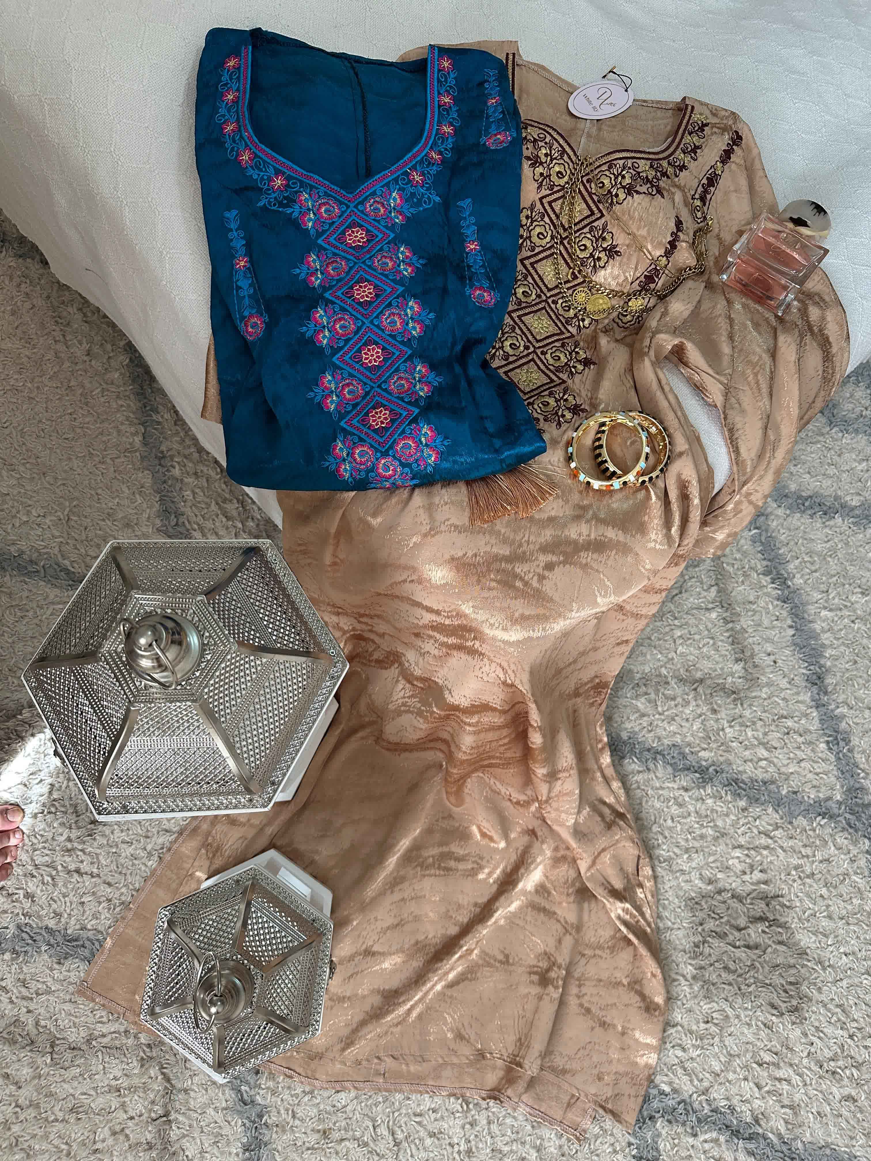 Robe kemkha broderie fleurs 