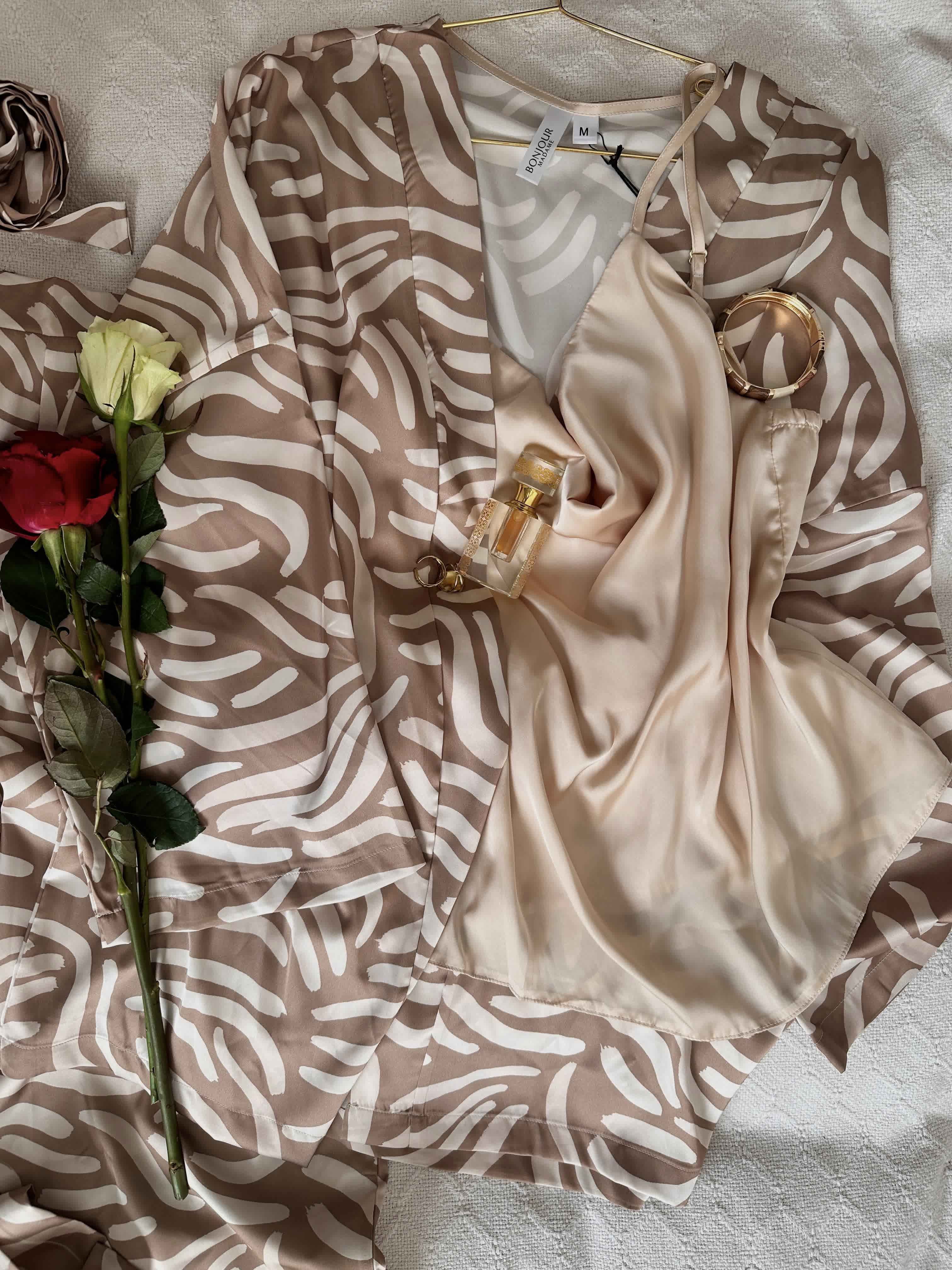 3pcs bonjour maron rayonne satin 