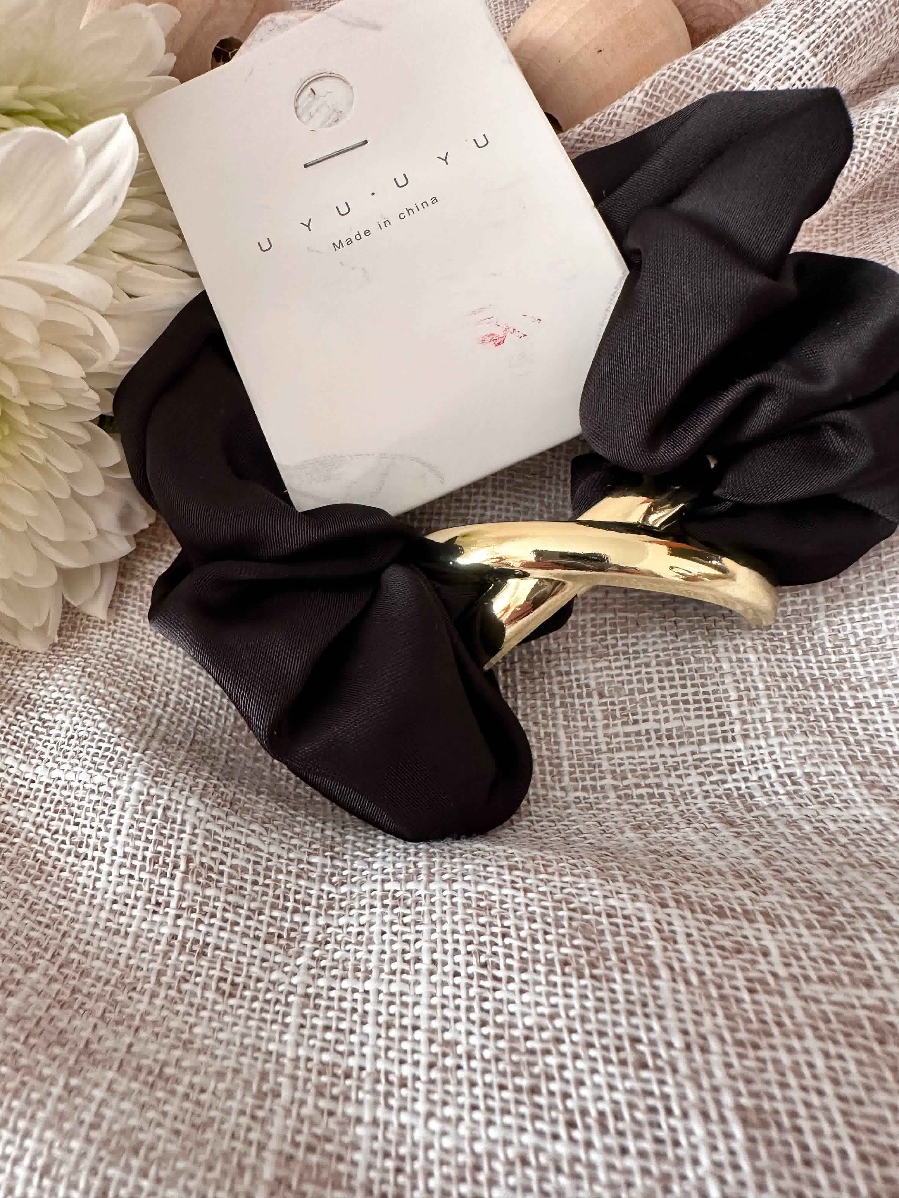 bandeau satiné motif doré