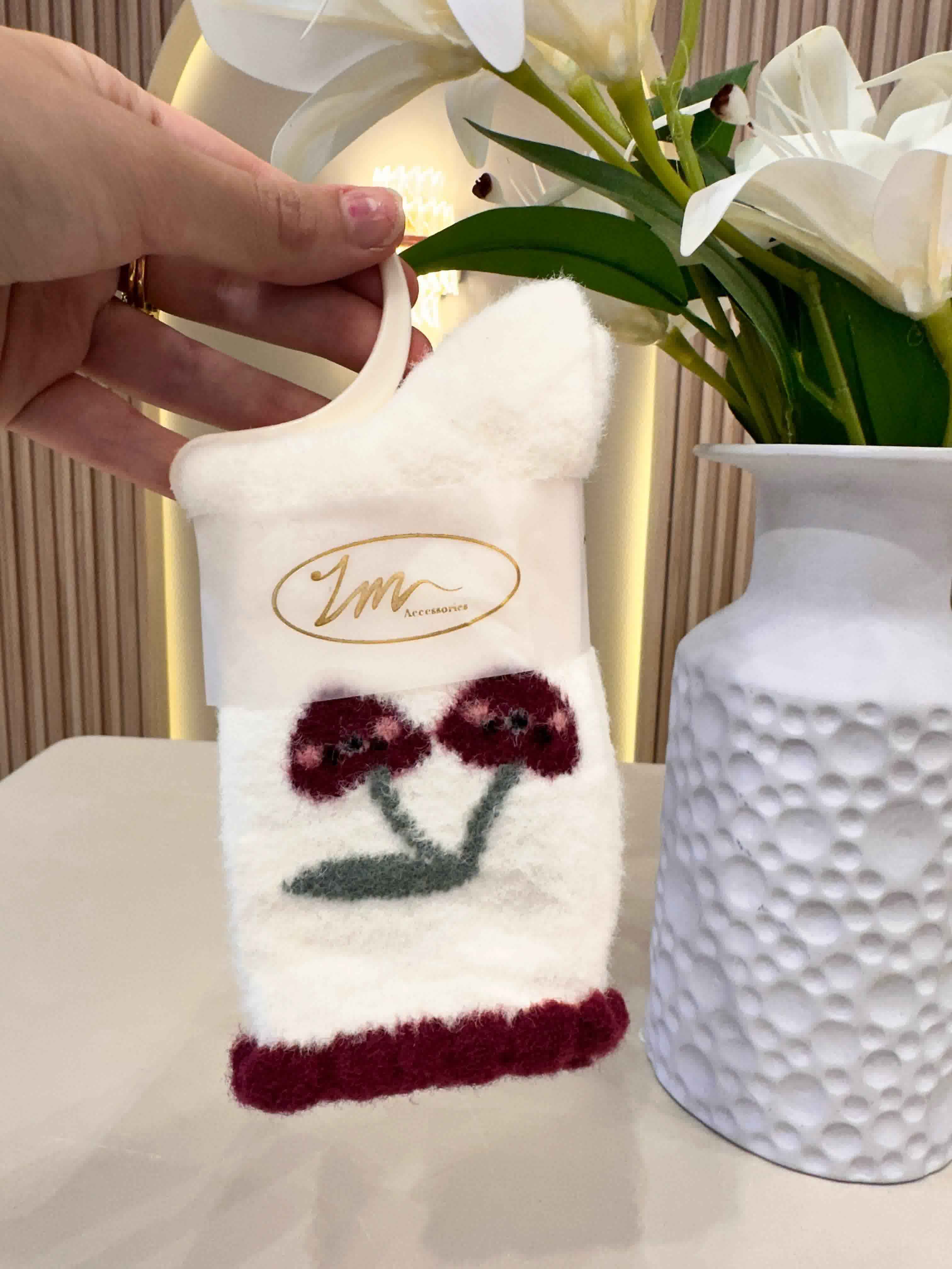 Chaussettes fluffy burgundy 