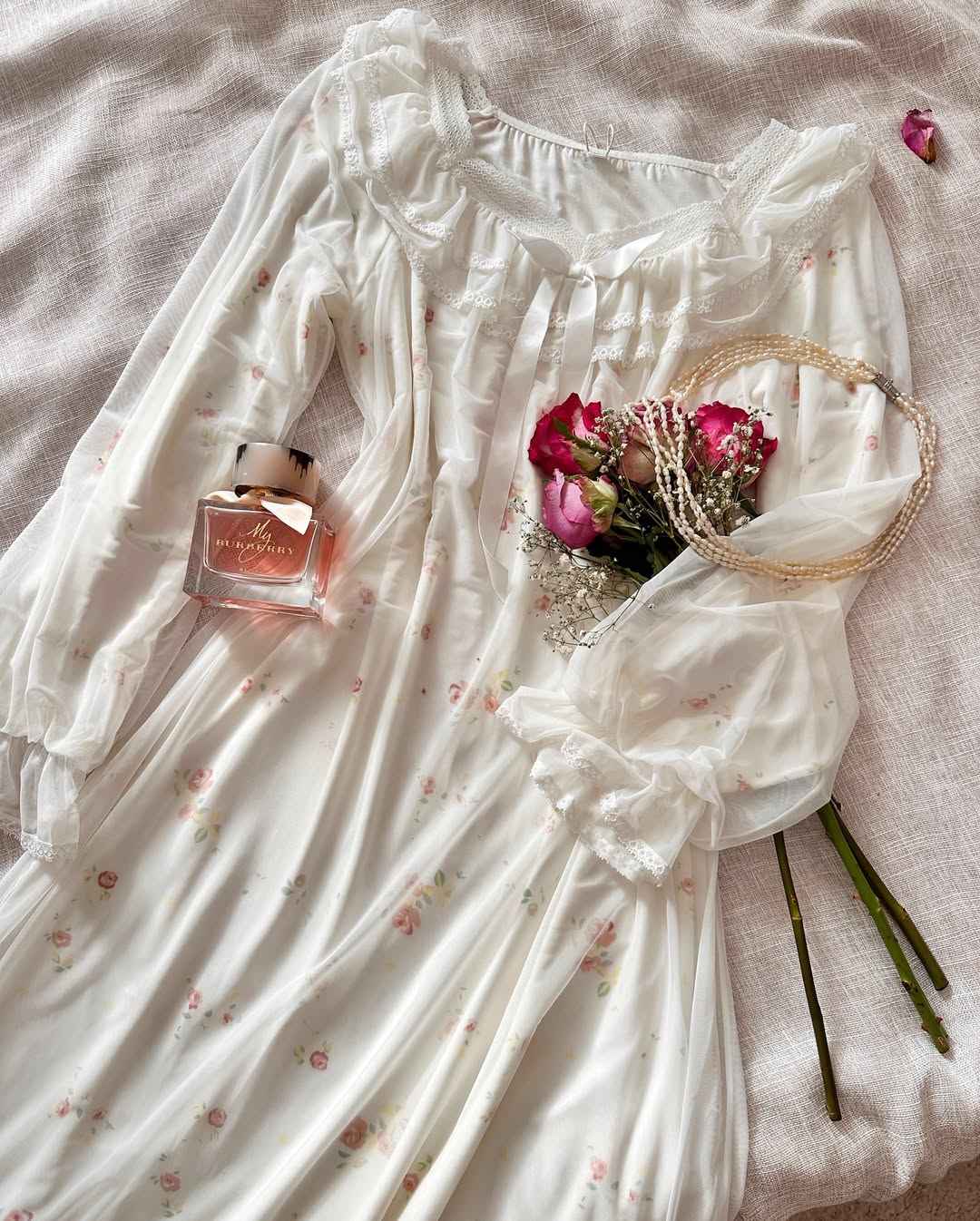 Chemise de nuit vintage manche doubleé