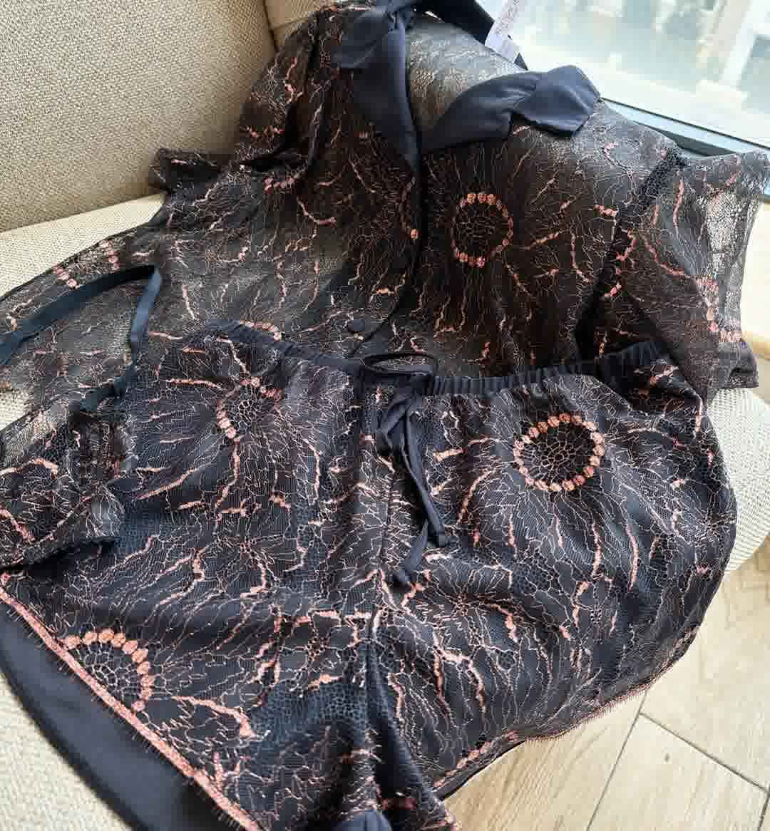 Pyjama short 3pcs Bonjour noir/bronze 