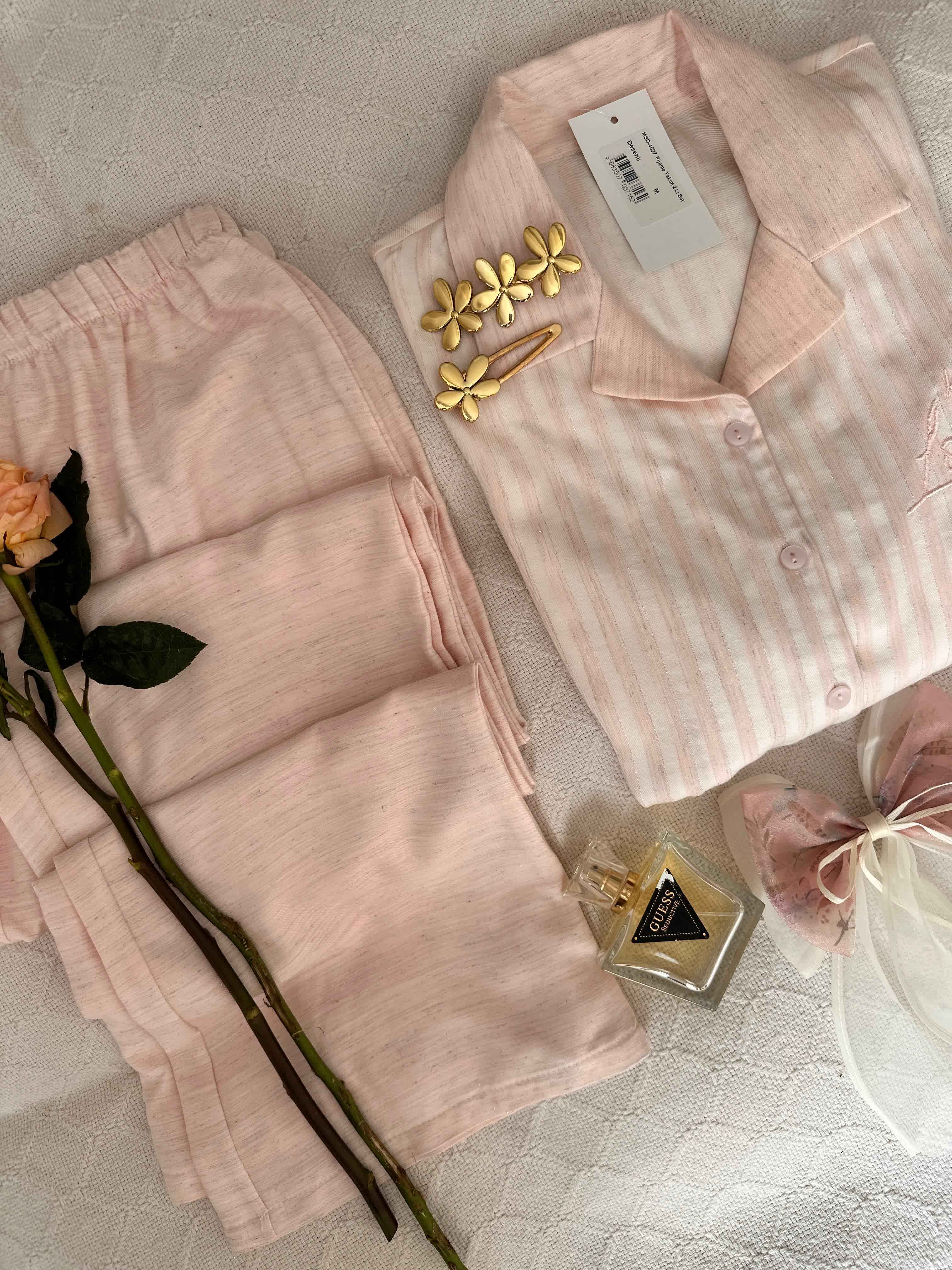 Pyjama MD coton rose pailleté