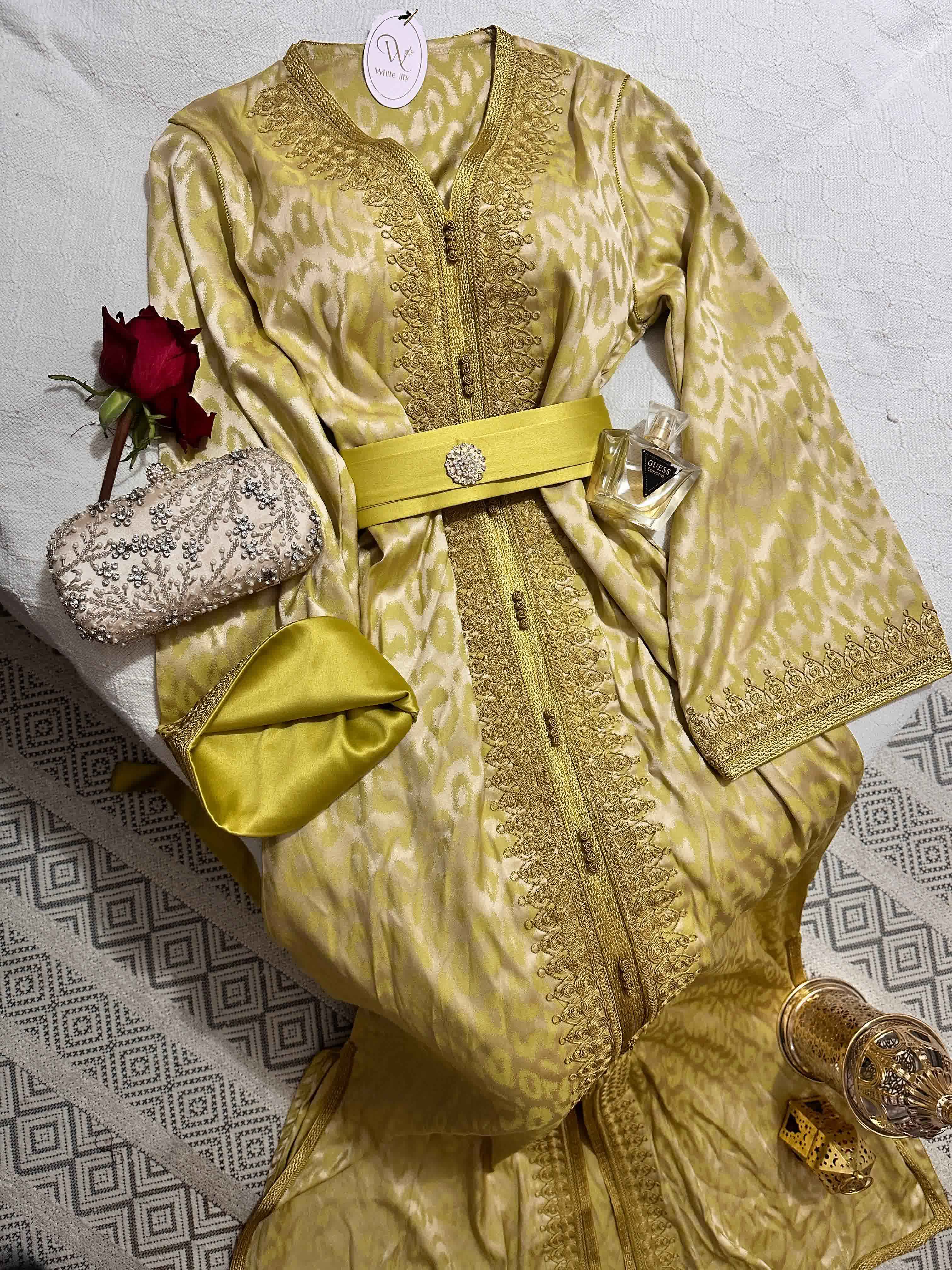 Caftan Kemkha uni gros-fil rond