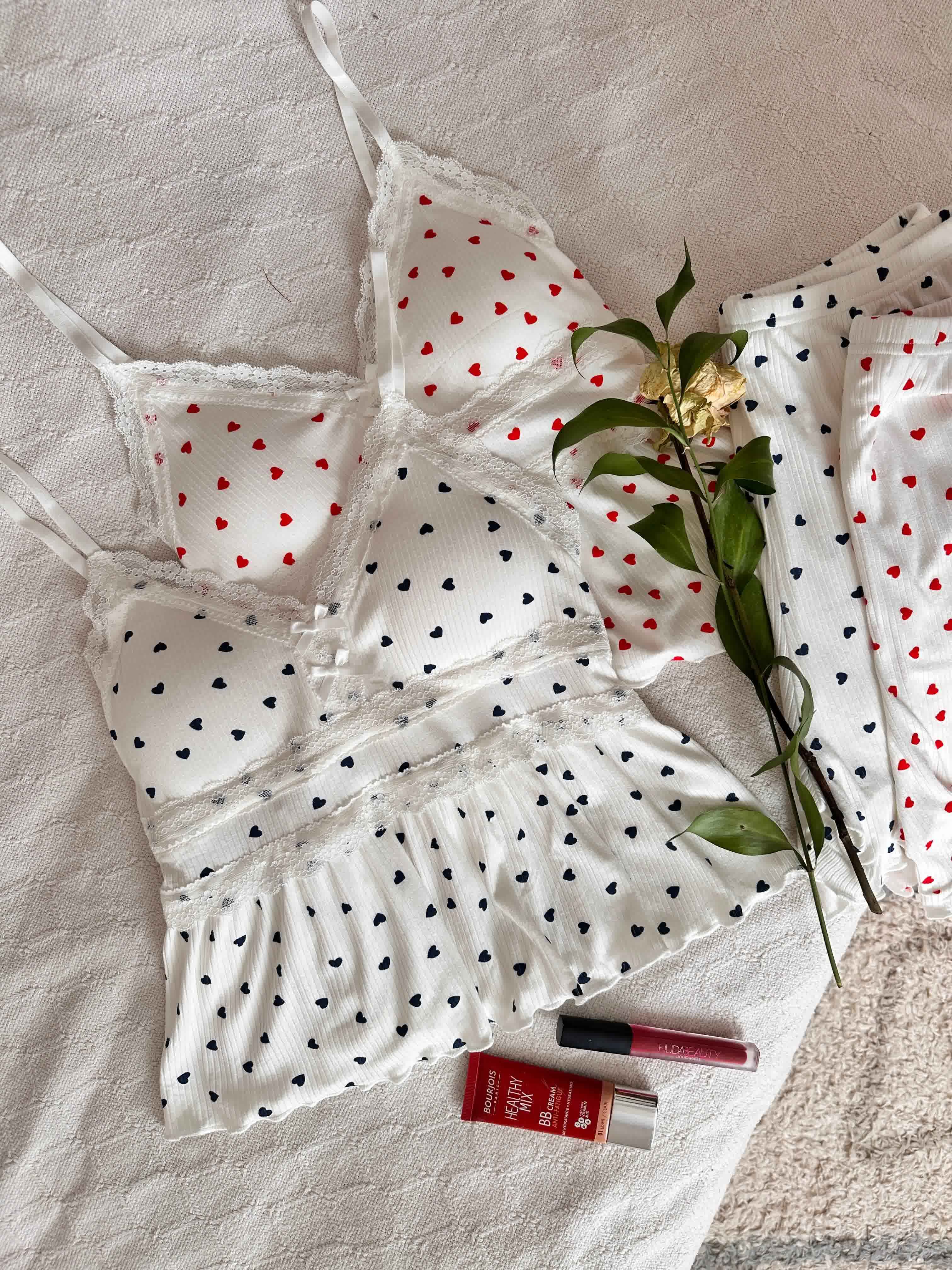 Bustier short blanc coeurs