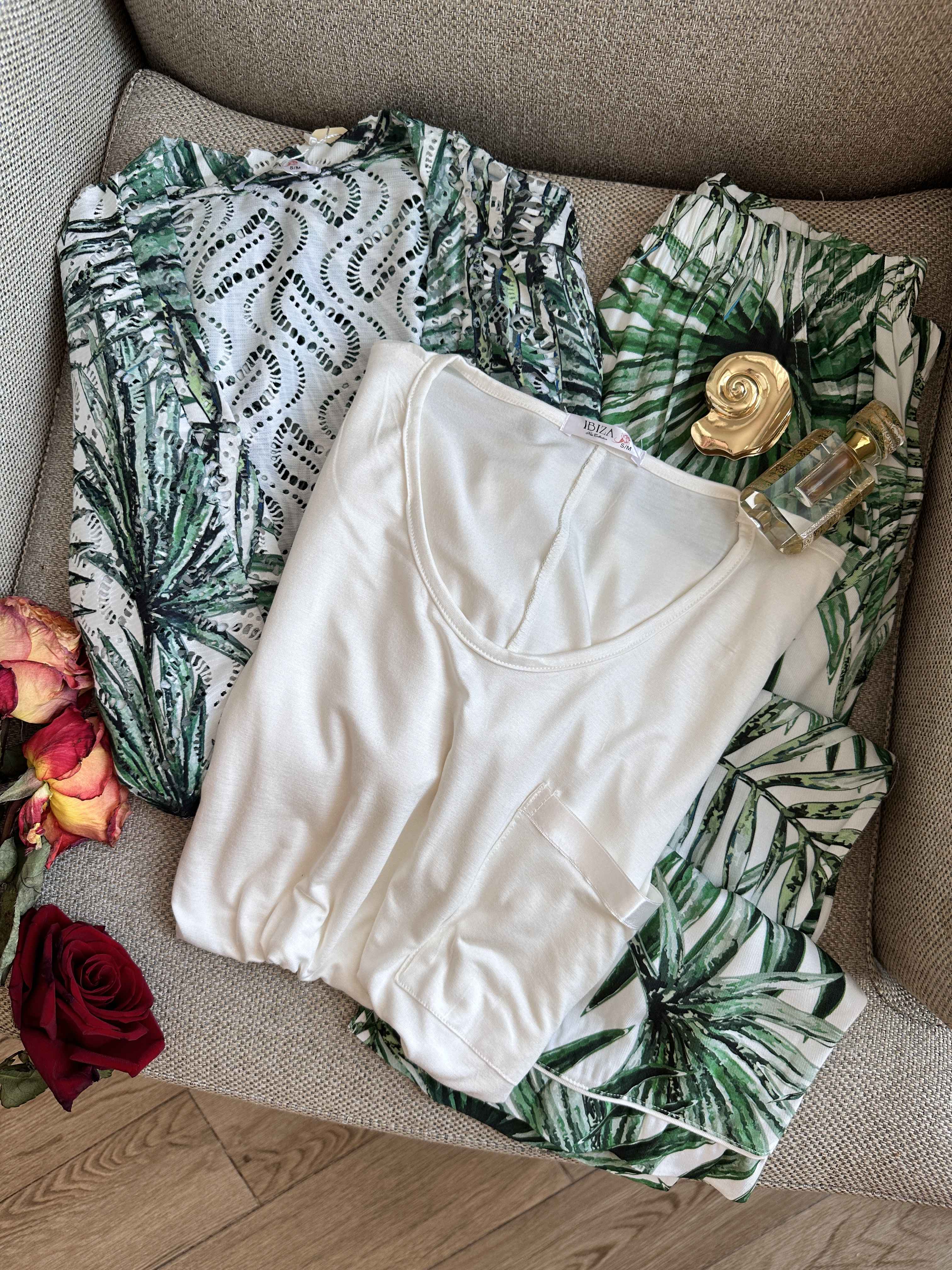 3pcs vert feuilles tropicales 