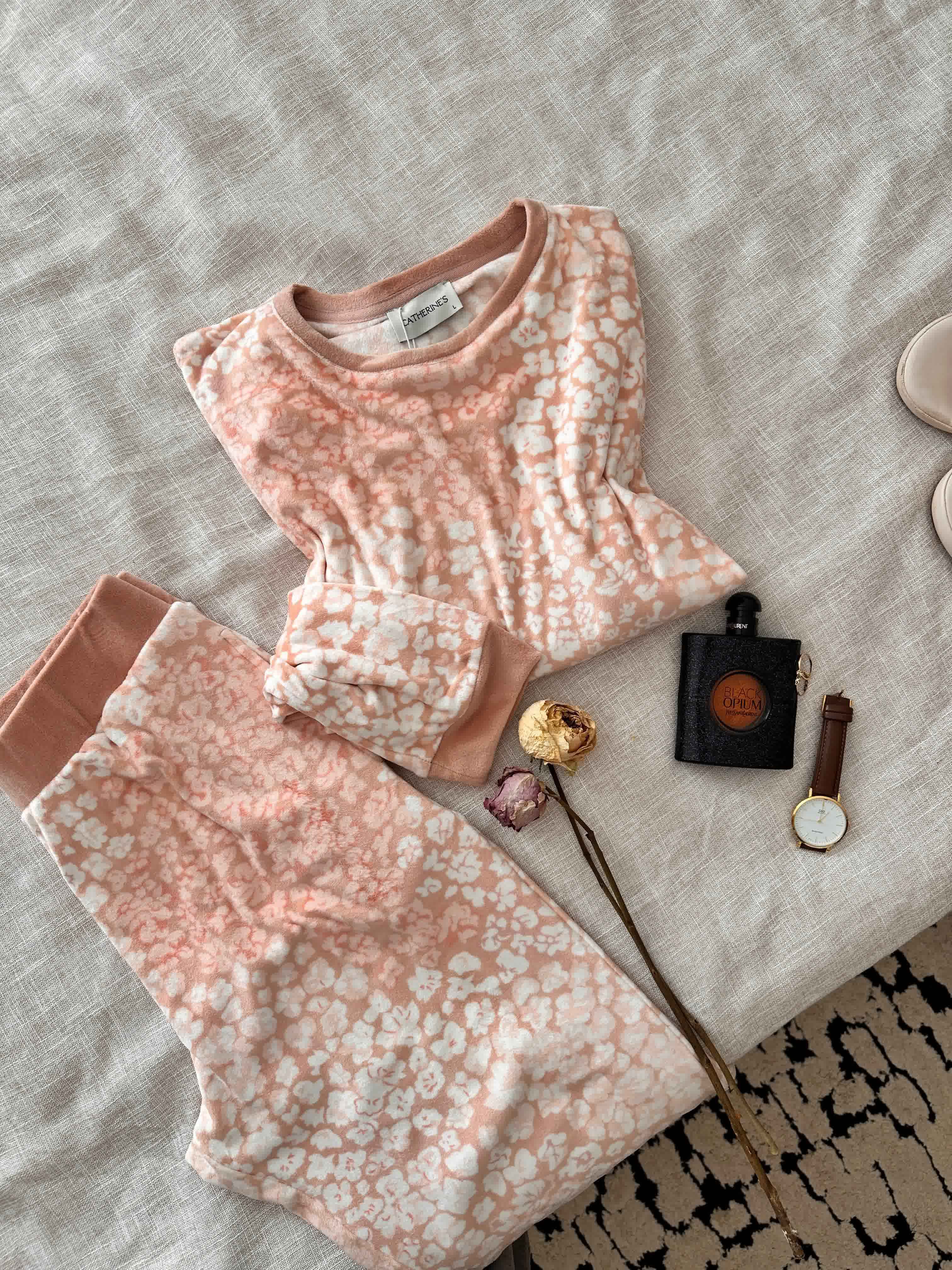 Homewear Penyemood velour rose fleuri 