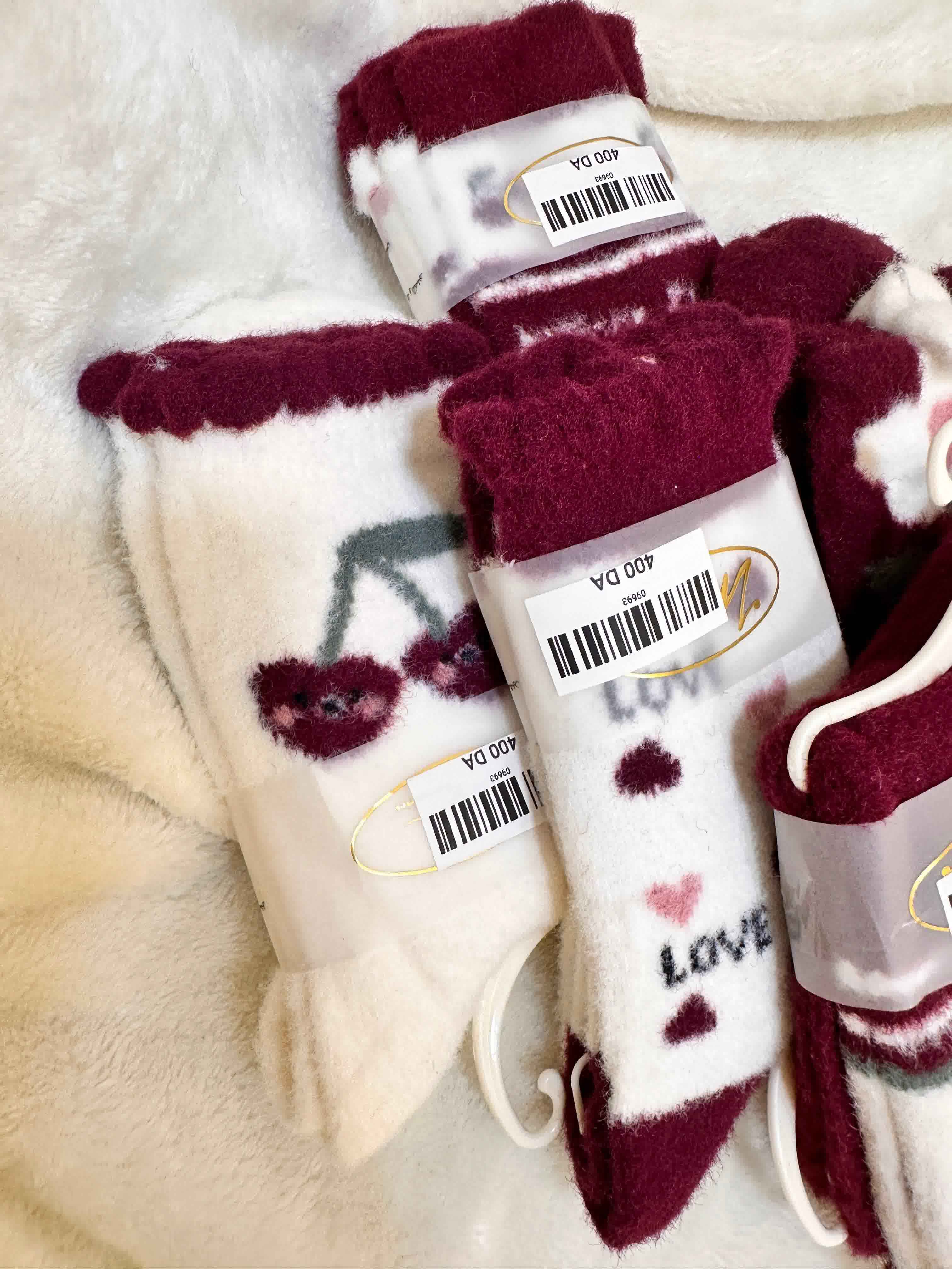 Chaussettes fluffy burgundy 