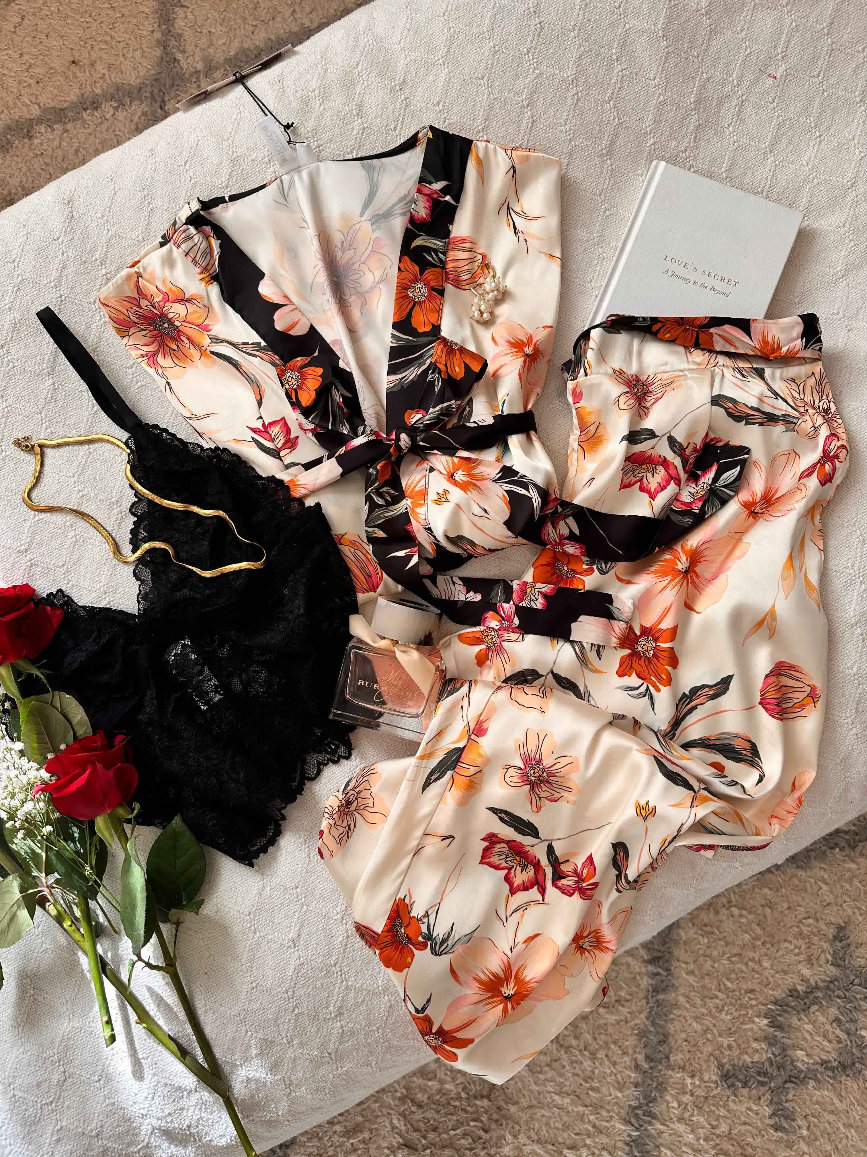 Ensemble Bonjour 3pcs blanc fleuri 