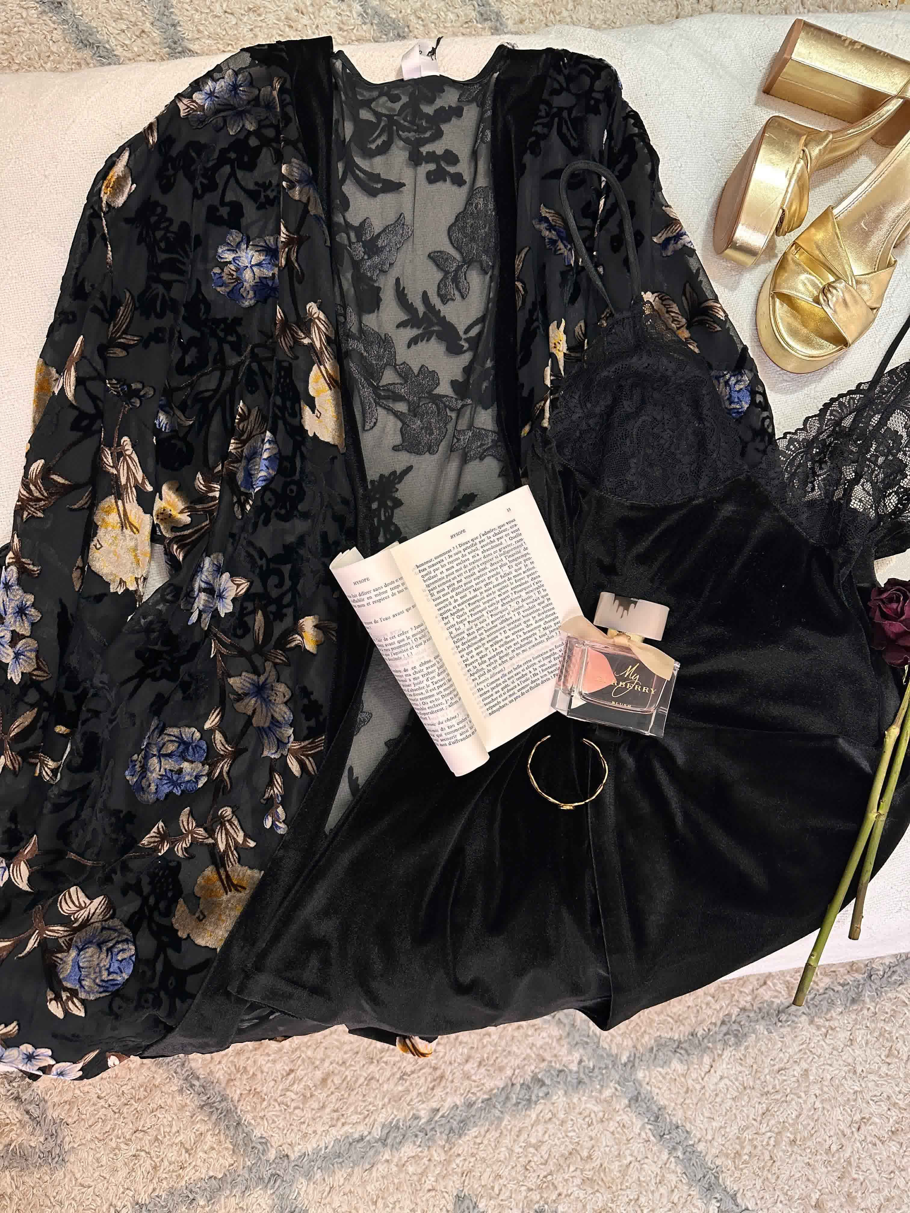 Deshabillé Bonjour noir velour 