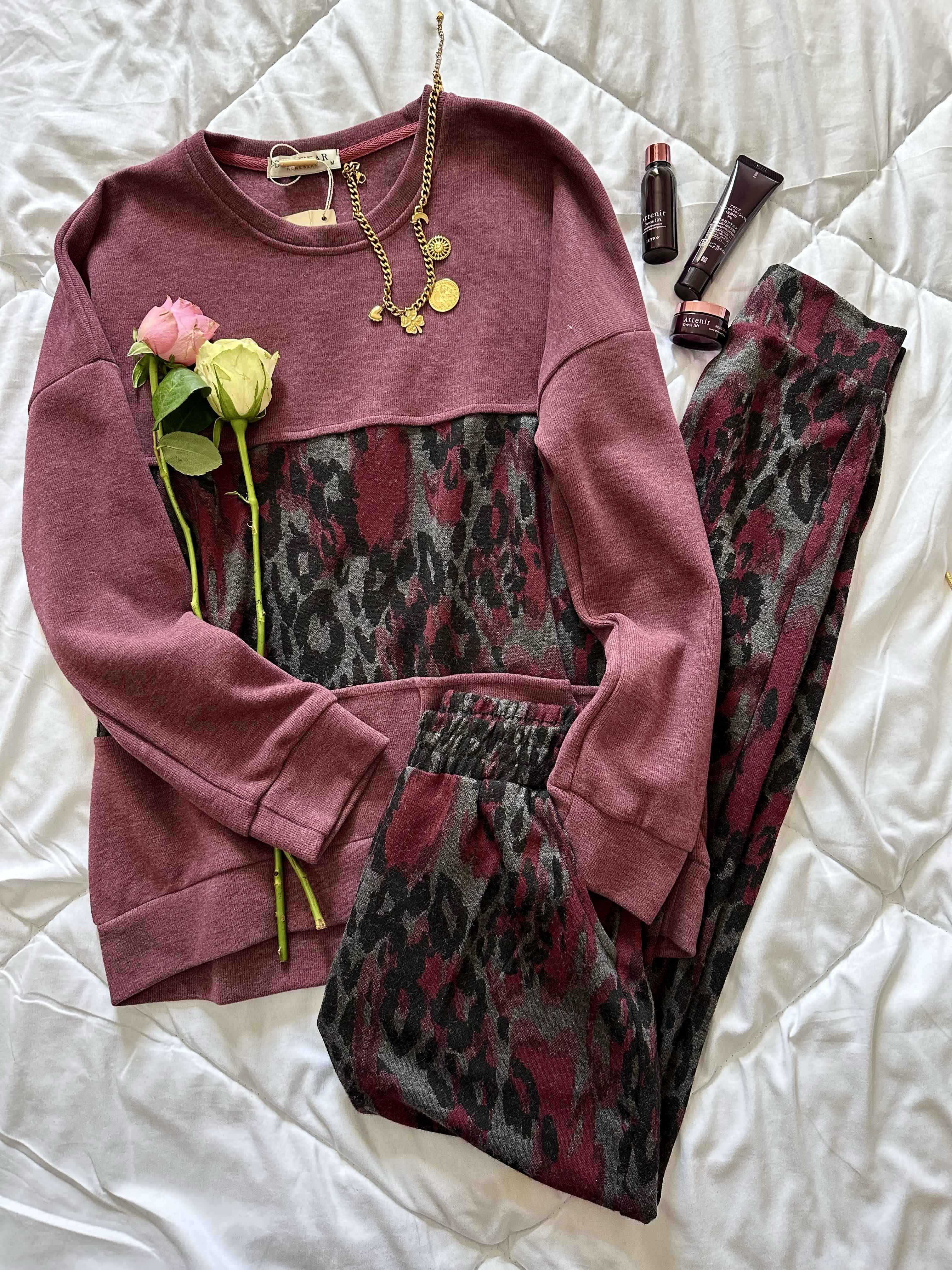 jogging leopard bordeau 