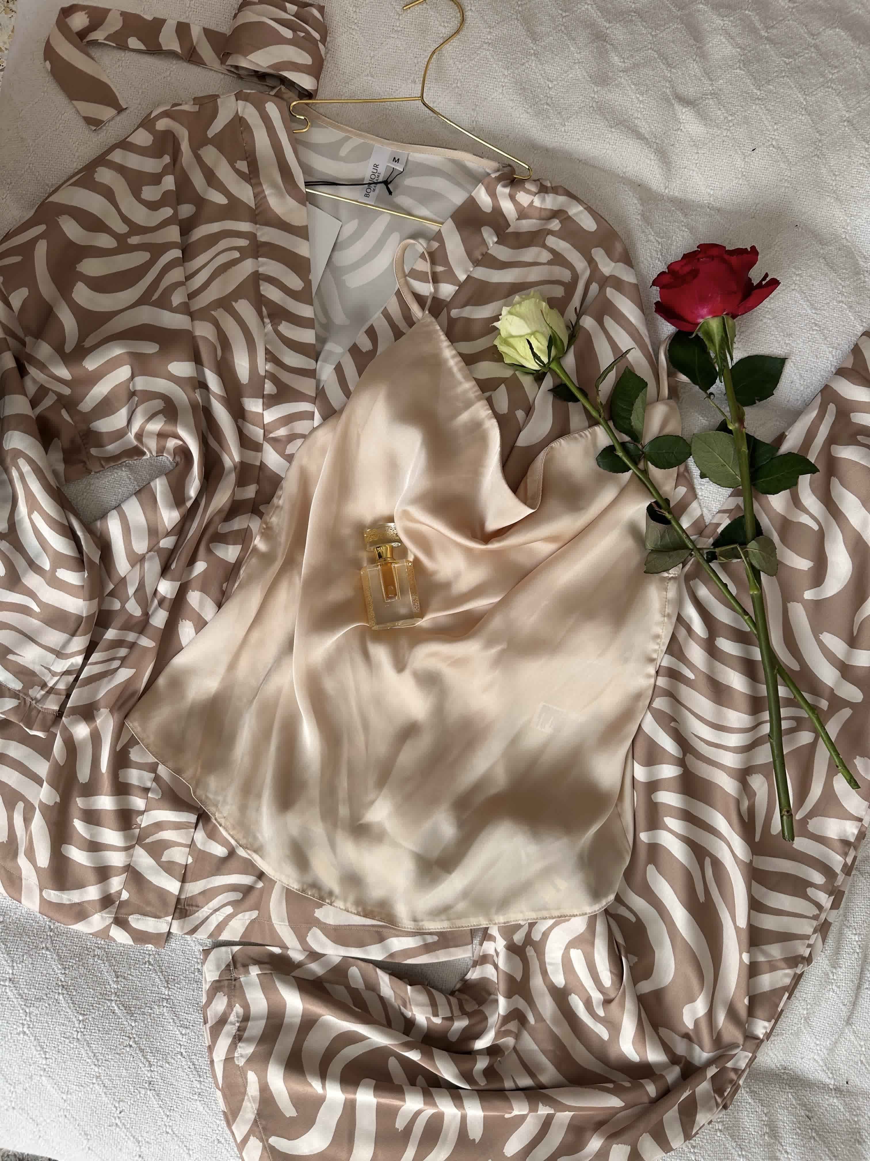 3pcs bonjour maron rayonne satin 