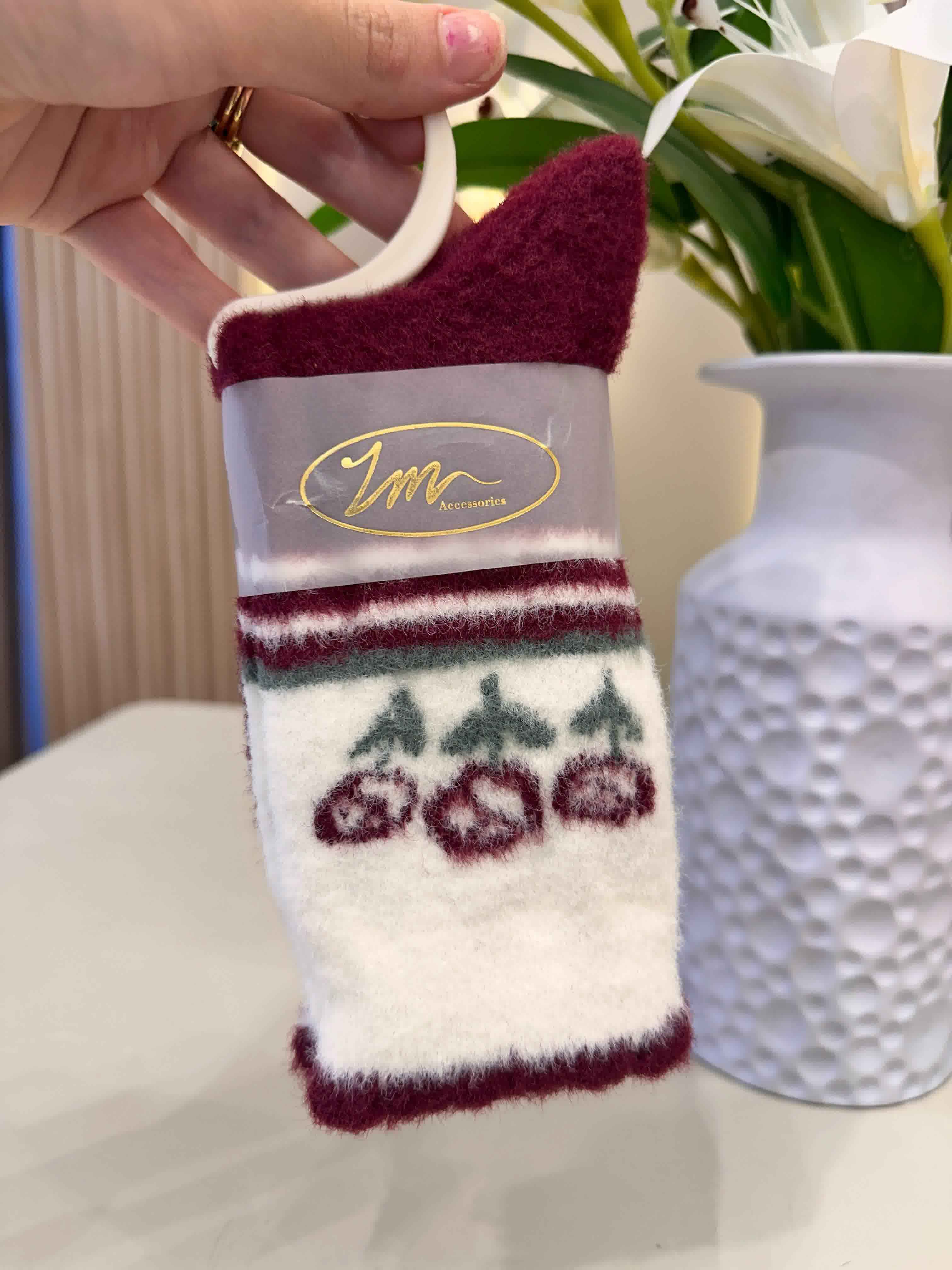 Chaussettes fluffy burgundy