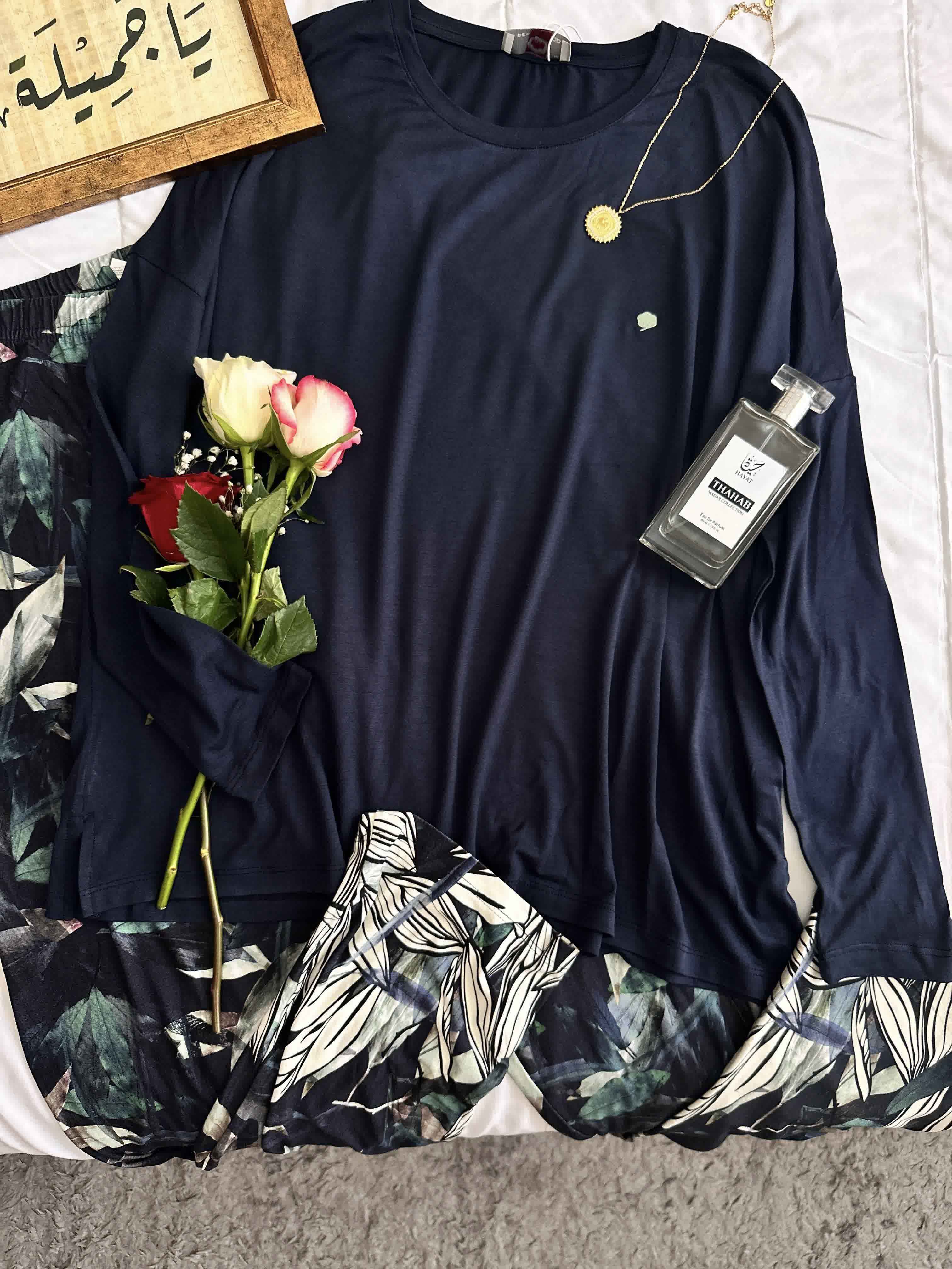 Pyjama fluide bleu nuit