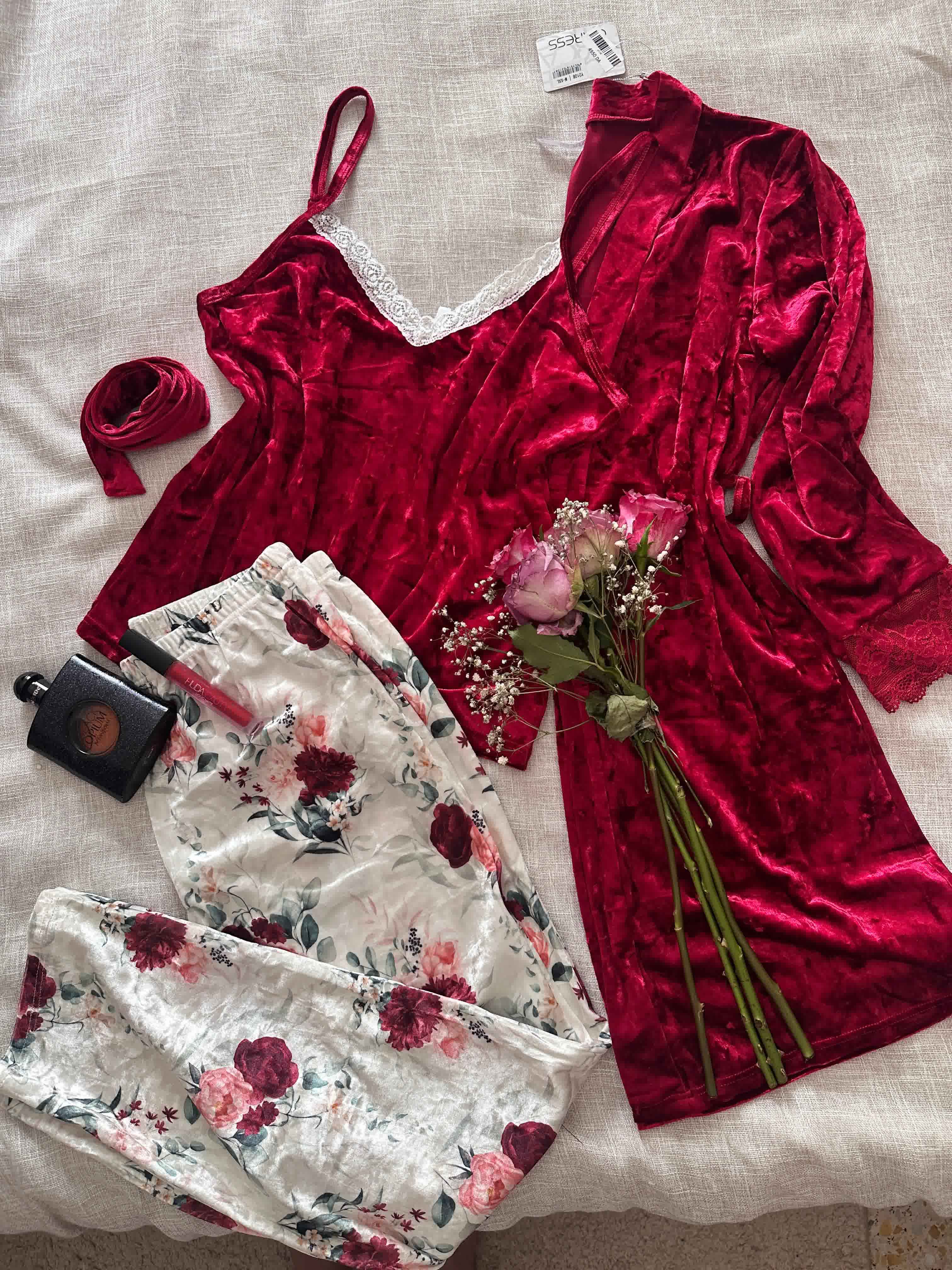 3pcs caresse velour fleuri 