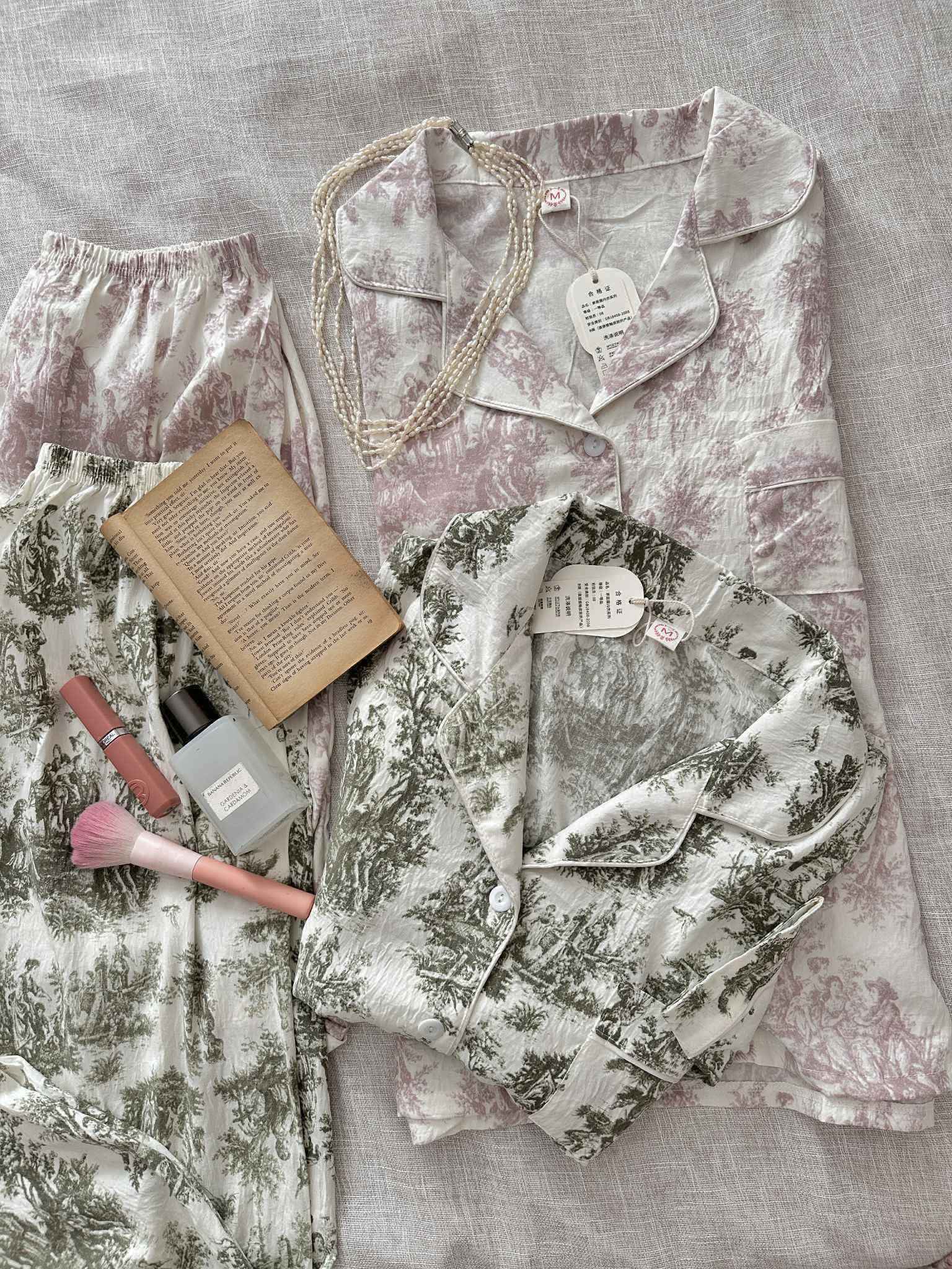 Pyjama coton crépé à manche 