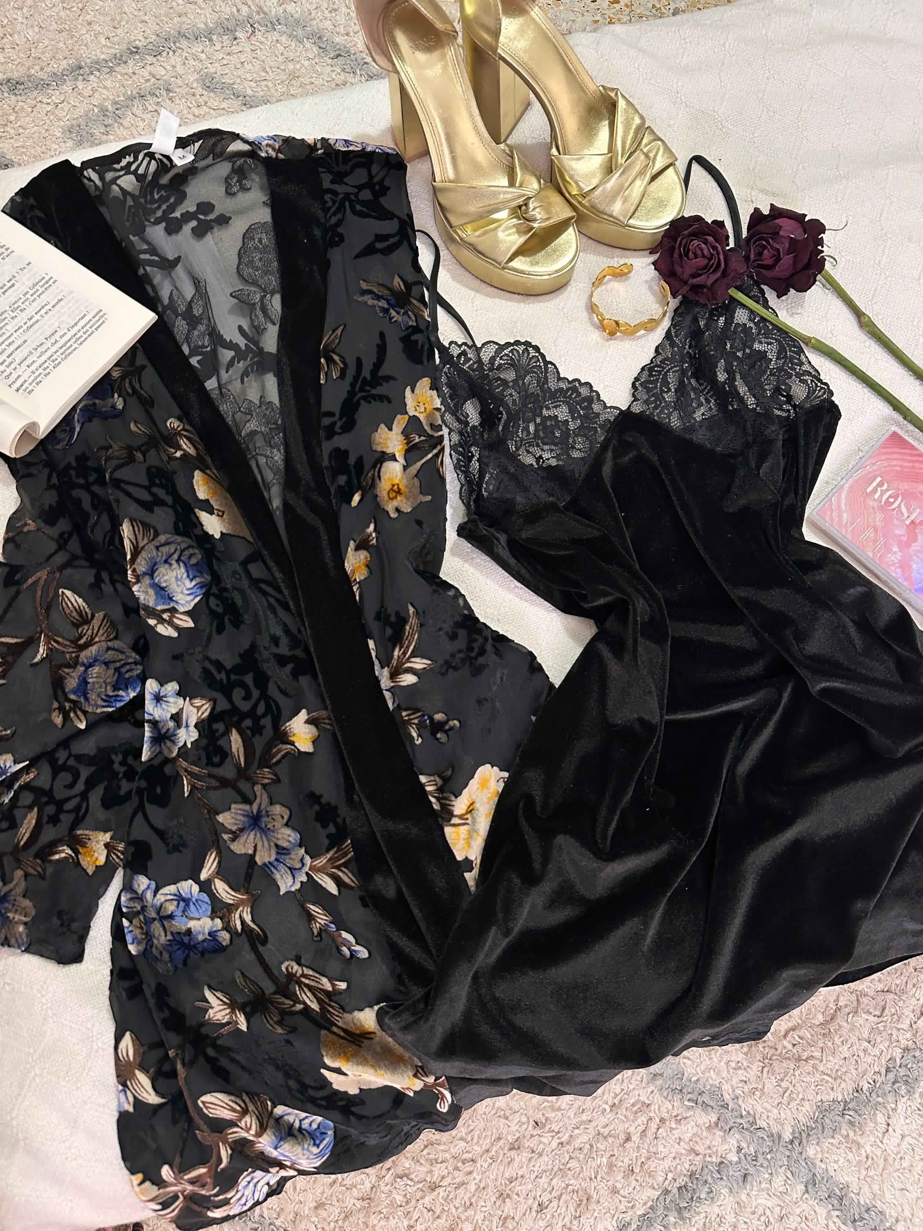 Deshabillé Bonjour noir velour