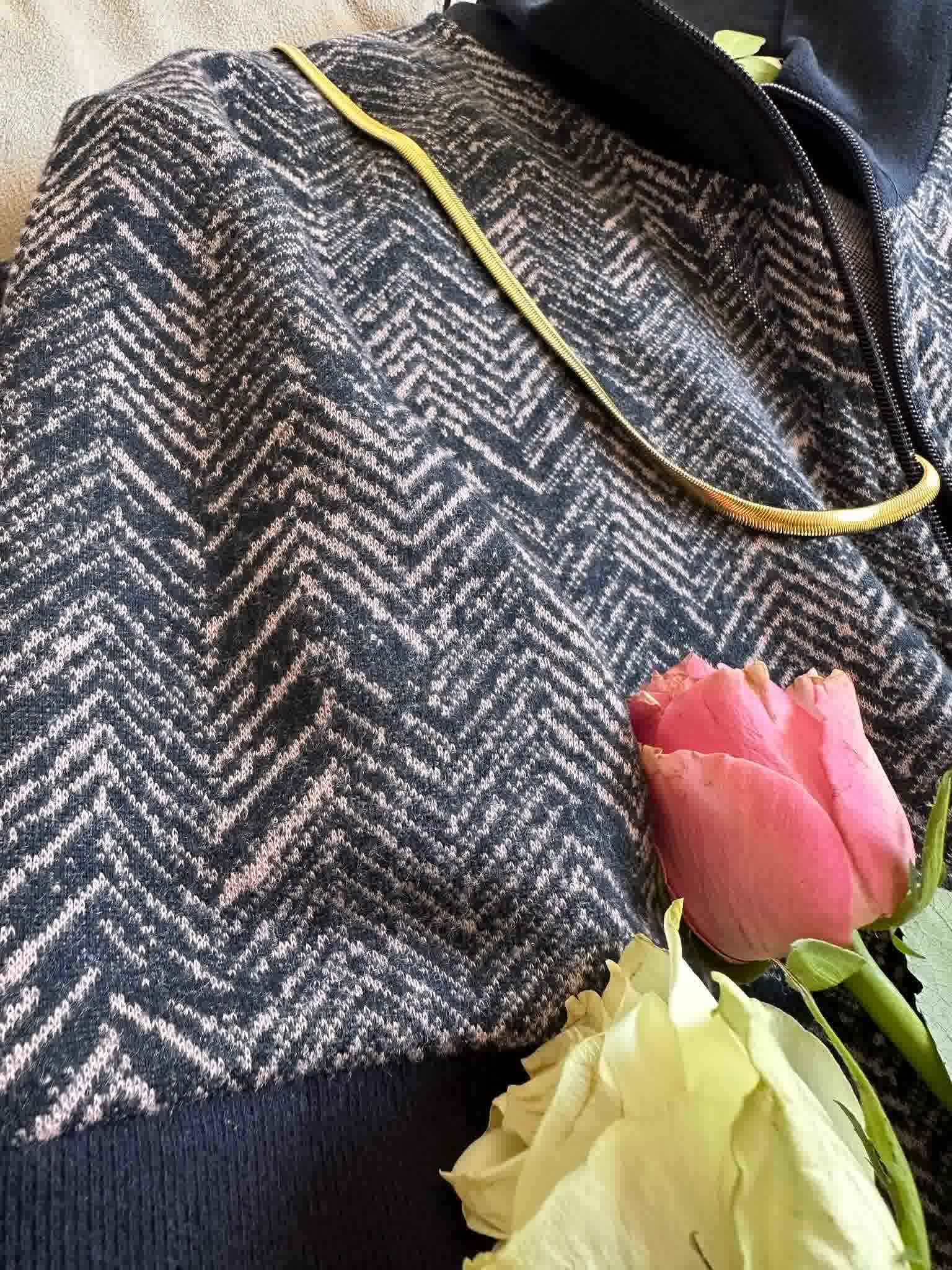 Jogging fermeture bleu nuit zigzag 