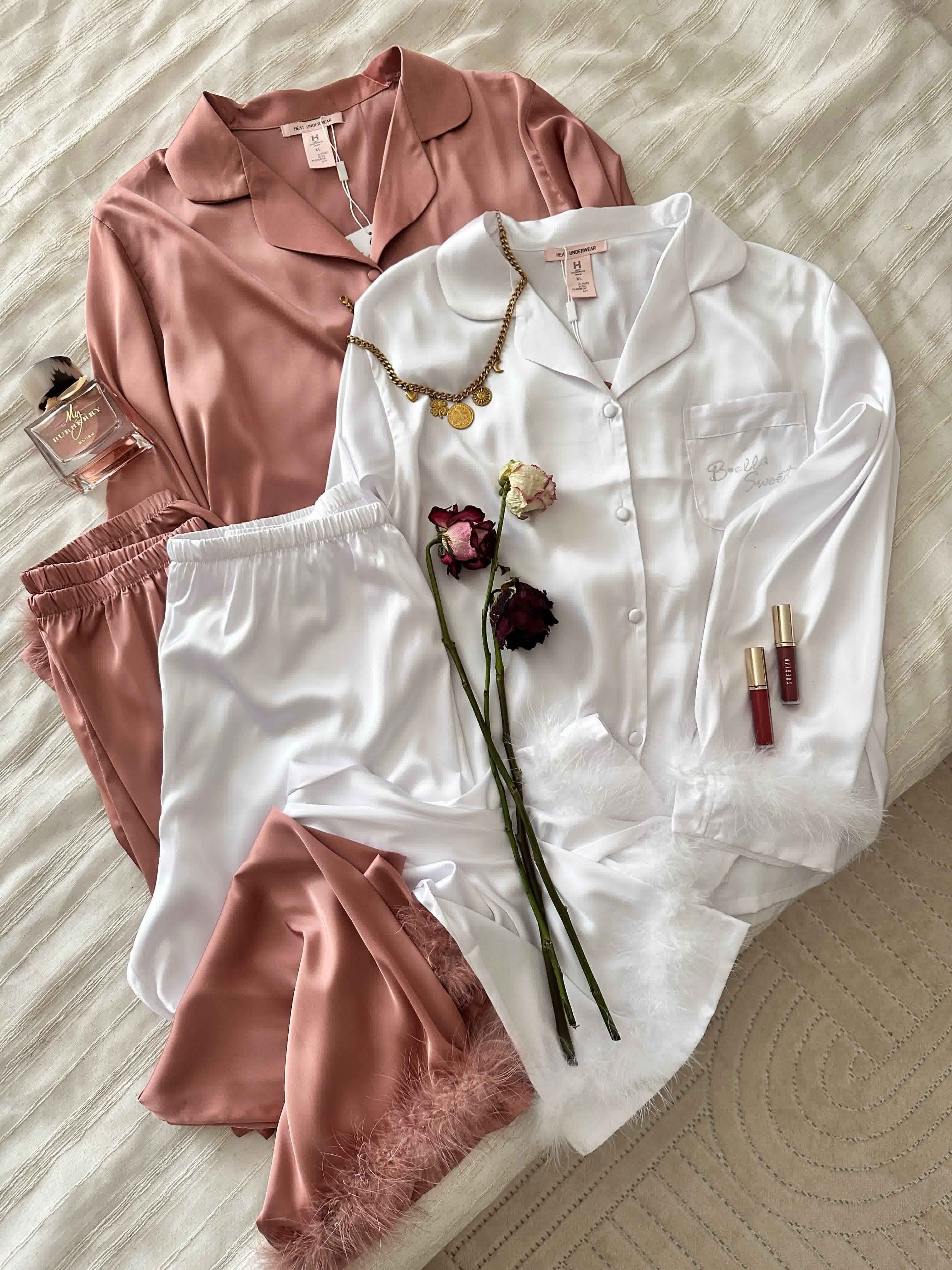 Pyjama H satin fourrure Uni 