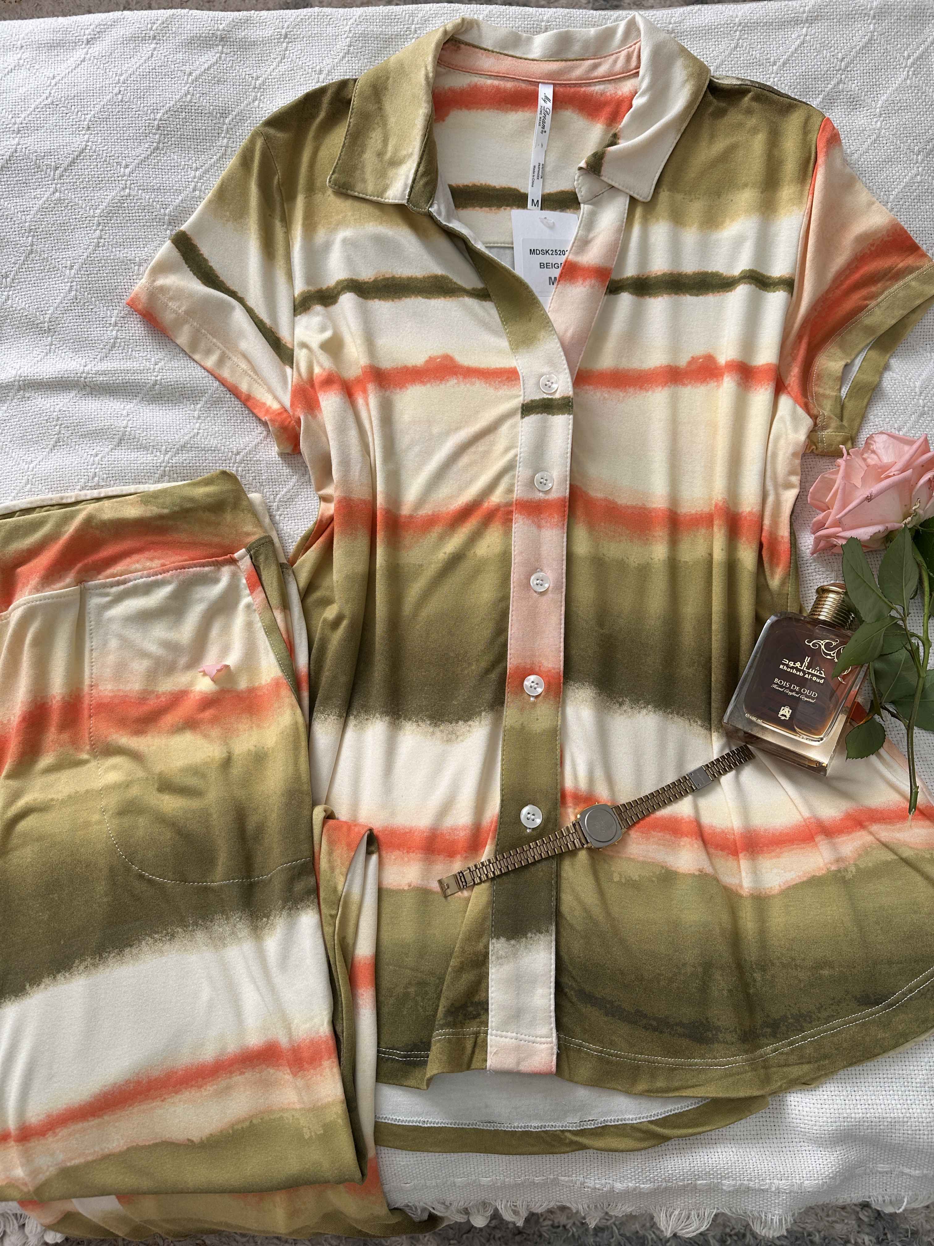 pyjama rayonné vert bouton 