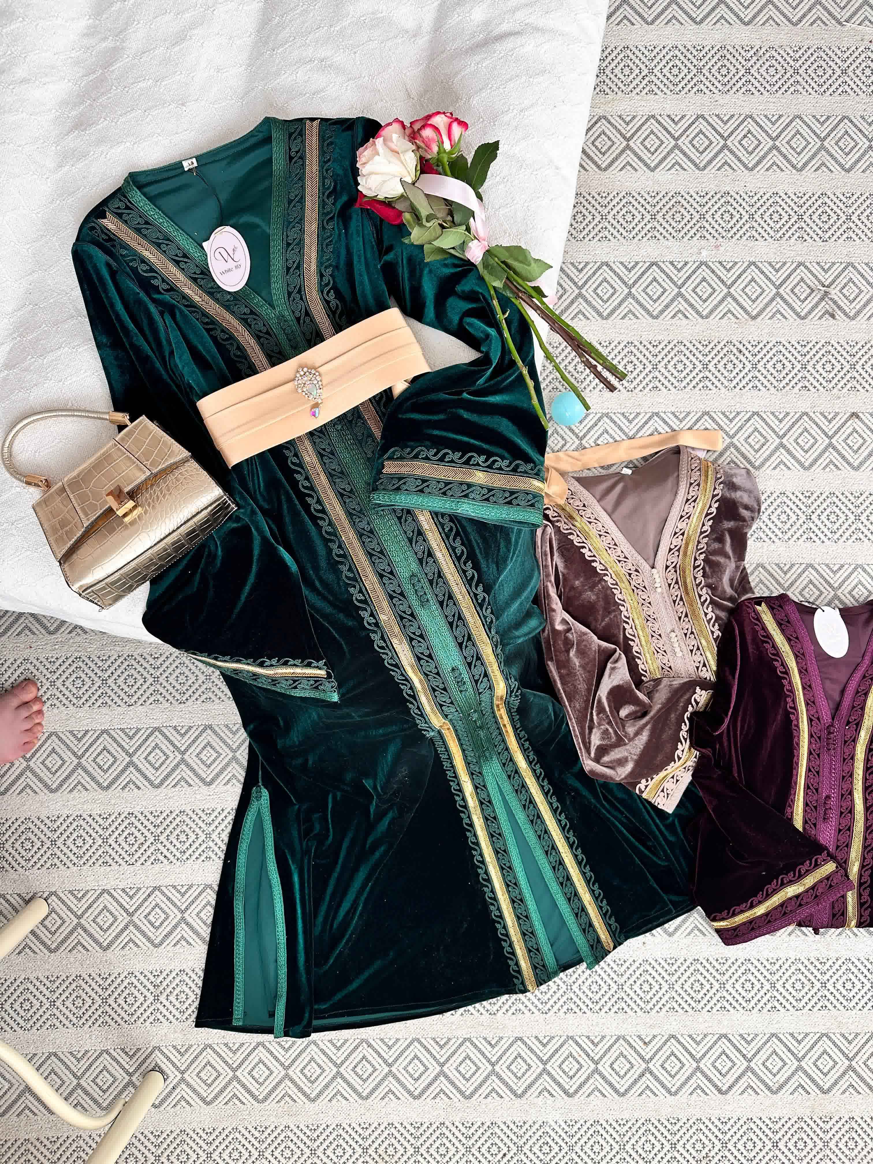 Caftan velour cassé doré 